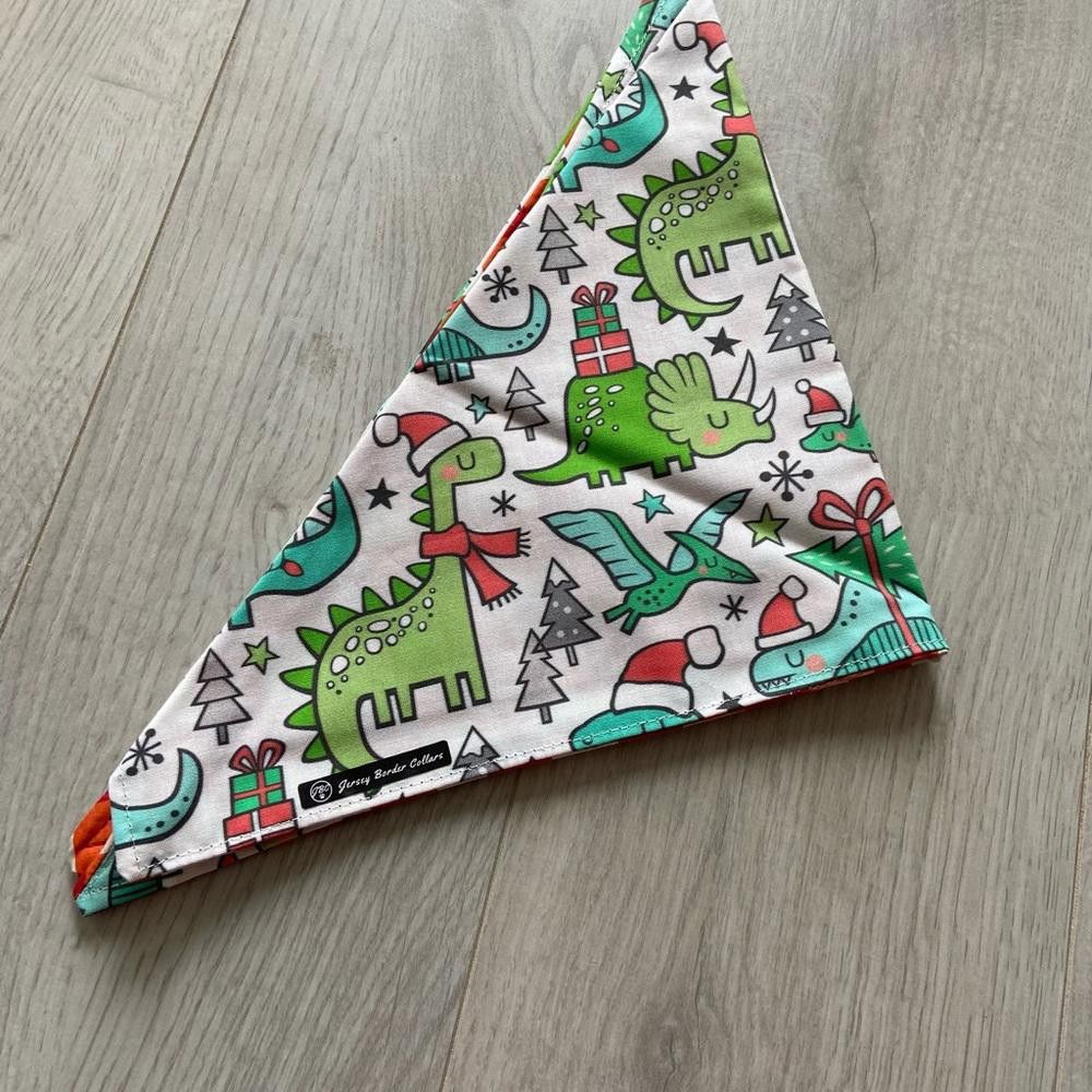 Designer Plaid and Dinosaur Dog Bandana Size ONE SIZE - 2 Thumbnail