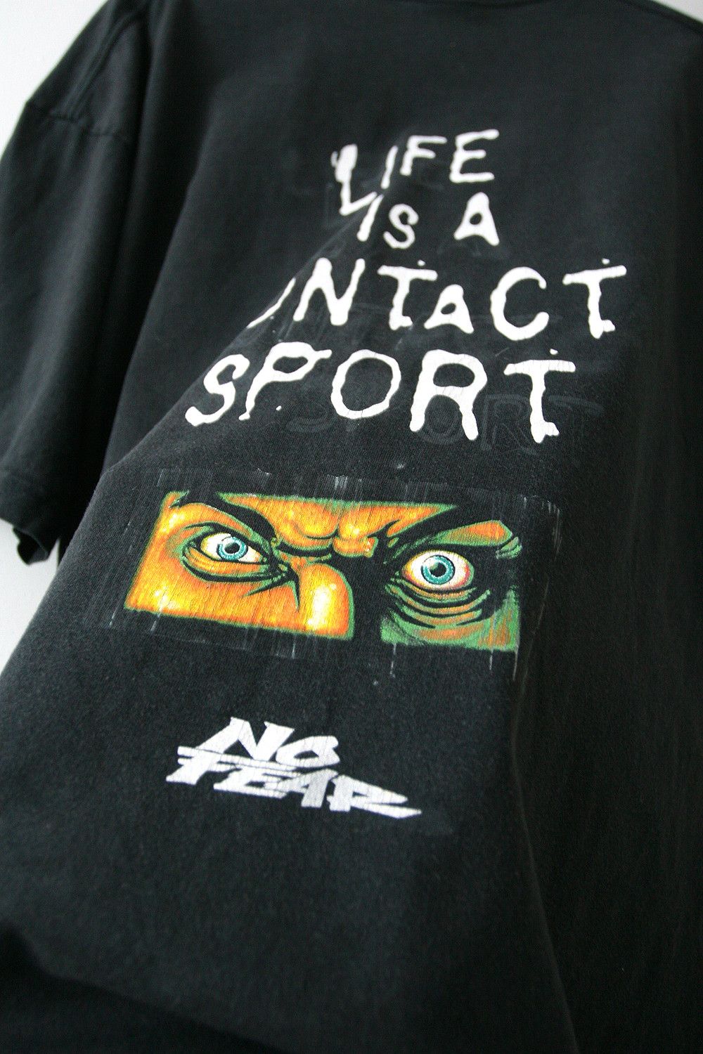 No Fear Vintage 90s No Fear Life is a contact sport Faded T Shirt Size US XL / EU 56 / 4 - 1 Thumbnail