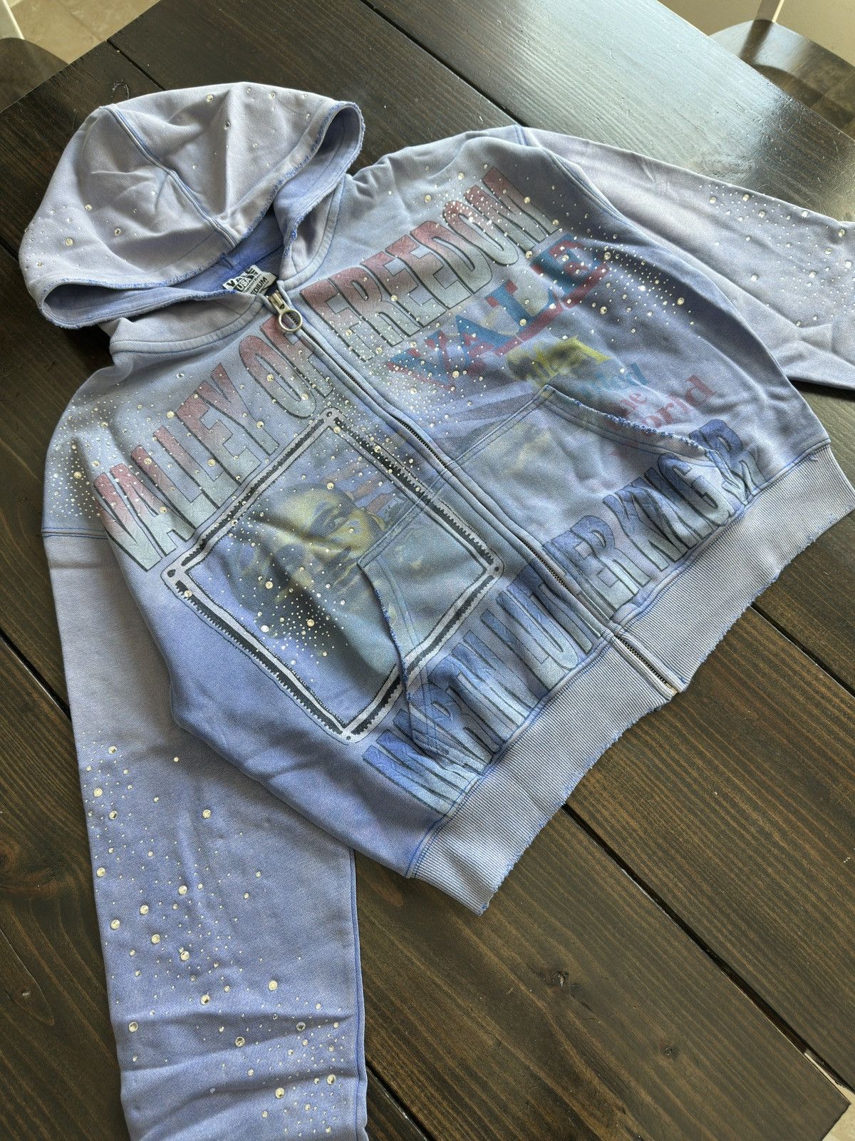 Vale Vale Freedom Crystal Rhinestone Zip Up Hoodie Blue | Grailed