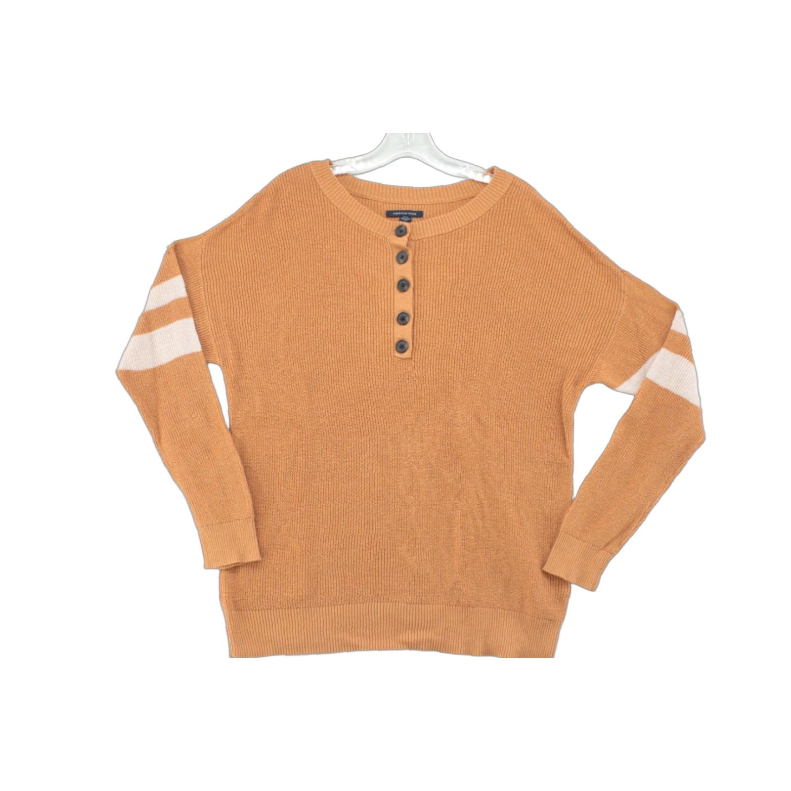 American Eagle Outfitters American Eagle Sweater Women's Medium Gold Retro Y2K Waffle Knit Textured Size M / US 6-8 / IT 42-44 - 1 Thumbnail