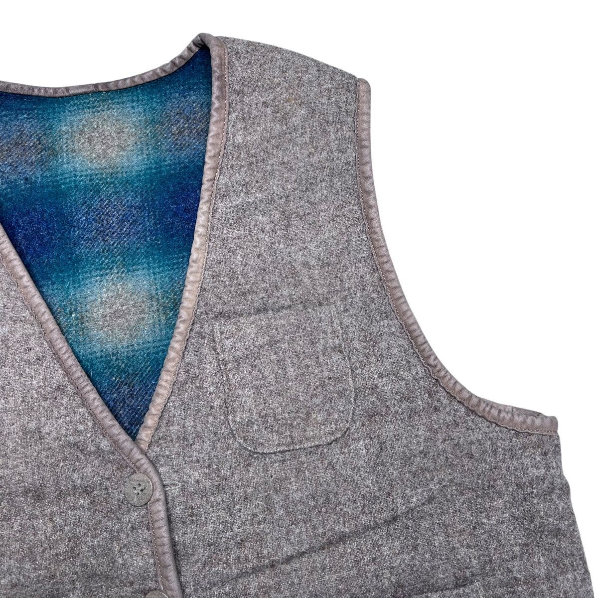 L.L. Bean × Vintage 80s L.L. Bean Green Brown Plaid Wool Reversible Hunting Vest Size XL / US 12-14 / IT 48-50 - 18 Thumbnail