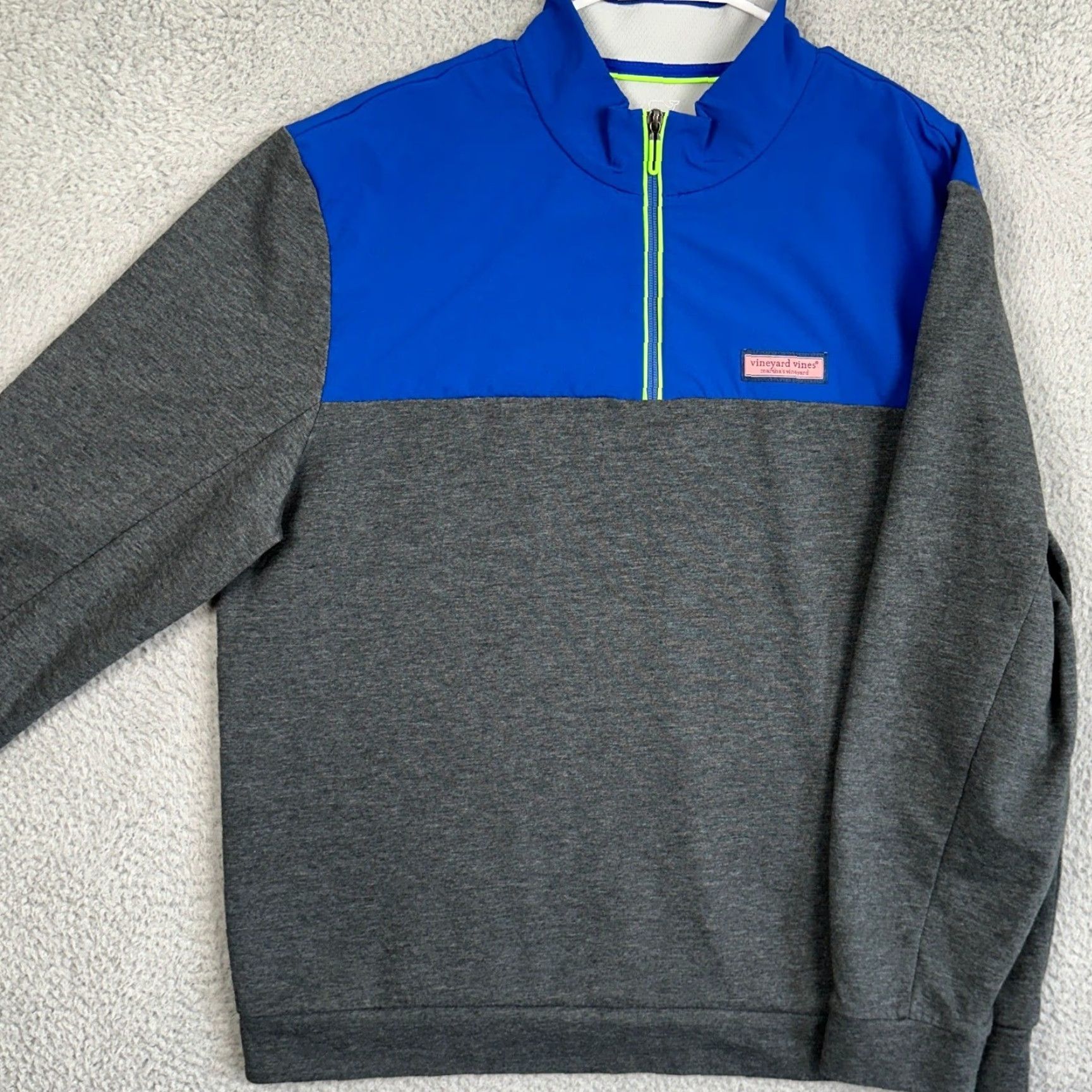 Vineyard Vines Vineyard Vines Sweatshirt Mens XL Blue Grey Golf Quarter Zip Pullover Colorblock Mock Neck Size US XL / EU 56 / 4 - 2 Thumbnail