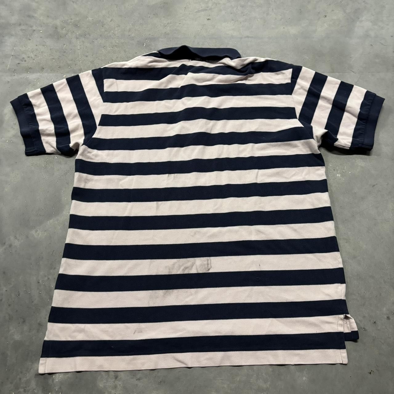 Japanese Brand × Vintage Crazy Vintage Y2K/2000s Navy & Light Pink Striped Streetwear Polo Shirt! Size US XL / EU 56 / 4 - 5 Thumbnail