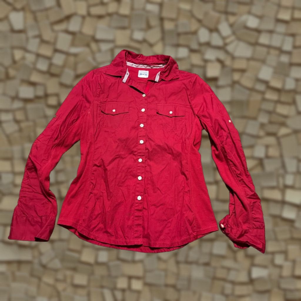 Converse Converse One Star Shirt Women S Red Long Sleeve Button Up Shirt College Casual Modern Stars Pocketed Size S / US 4 / IT 40 - 1 Thumbnail