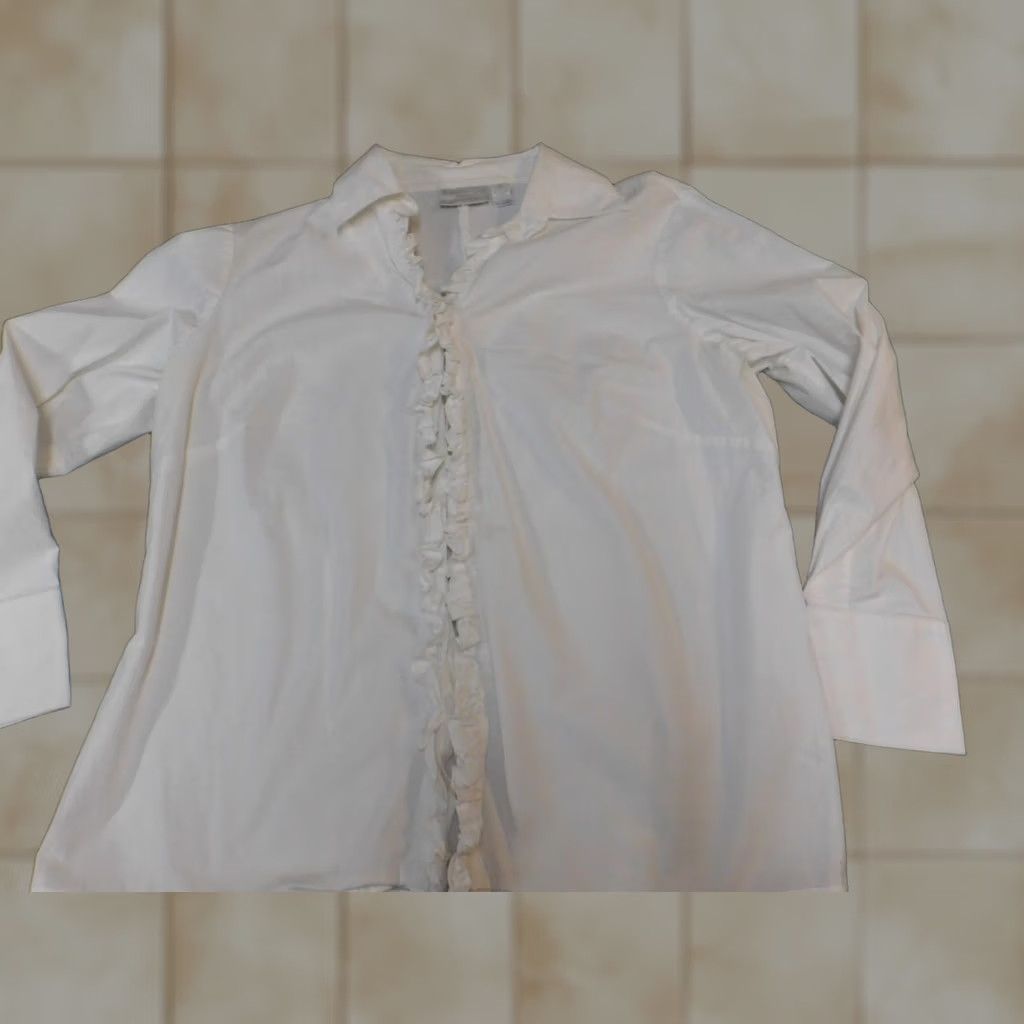 Worthington Worthington Womens Blouse 18W White Collar Button Casual Sleeve Cotton Rayon Regular Plus Size Womens Vintage No Size XXL / US 16-18 / IT 52-54 - 1 Thumbnail