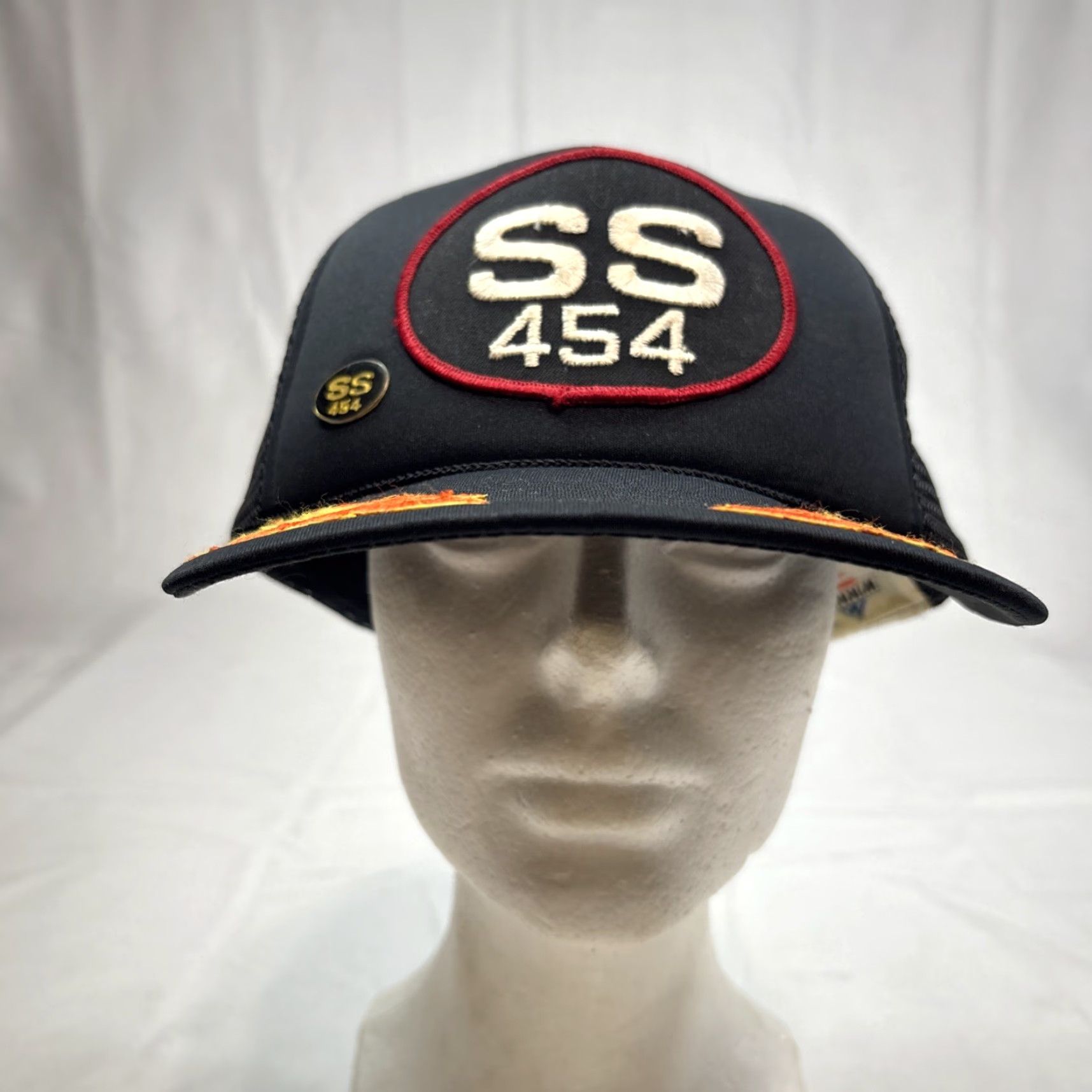 Vintage Chevrolet Trucker Hat SS 454 Patch Black One Size Men Size ONE SIZE - 3 Thumbnail