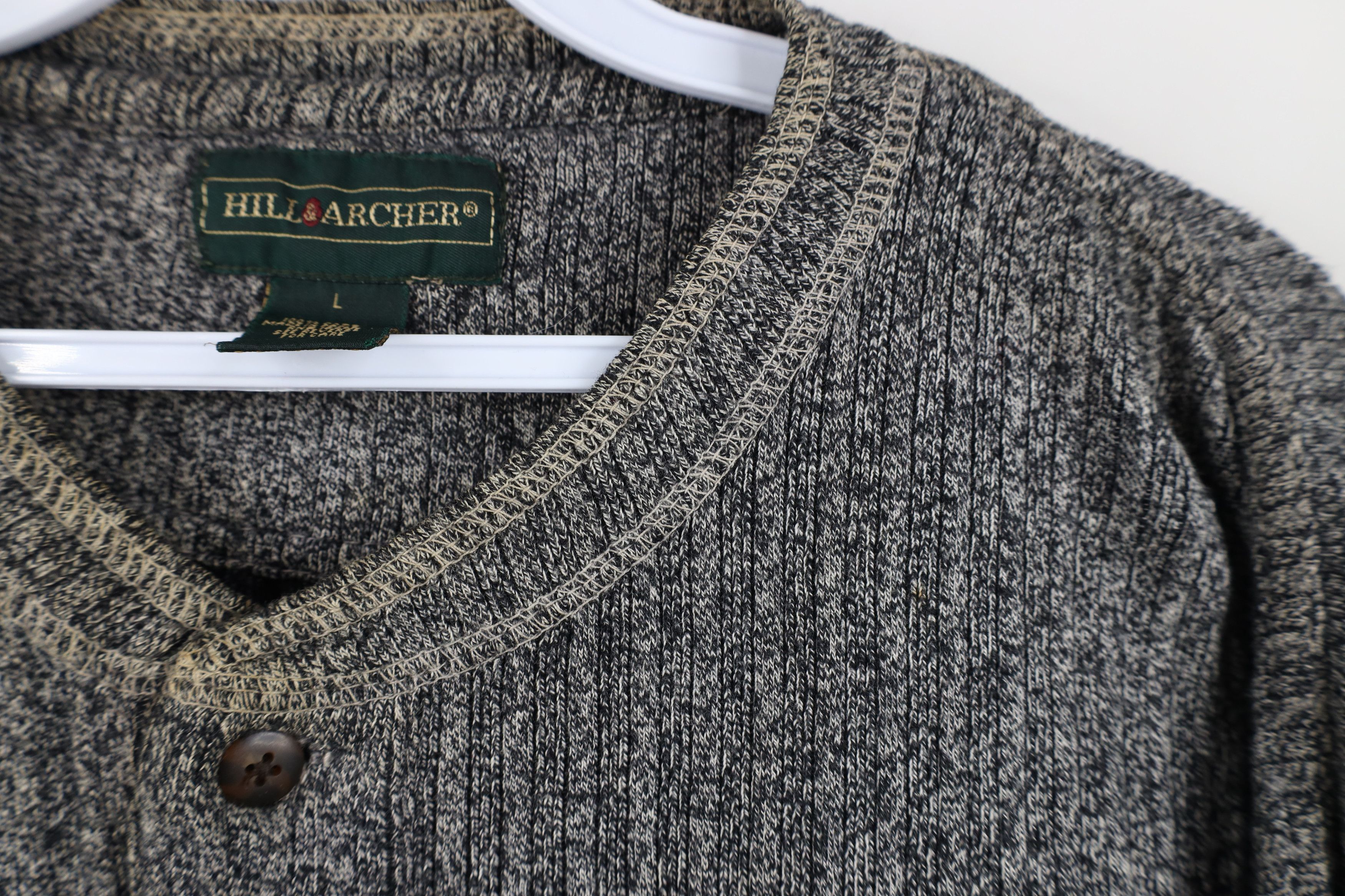 Vintage Vintage 90s Streetwear Heavy Ribbed Knit Henley T-Shirt Size US L / EU 52-54 / 3 - 6 Thumbnail