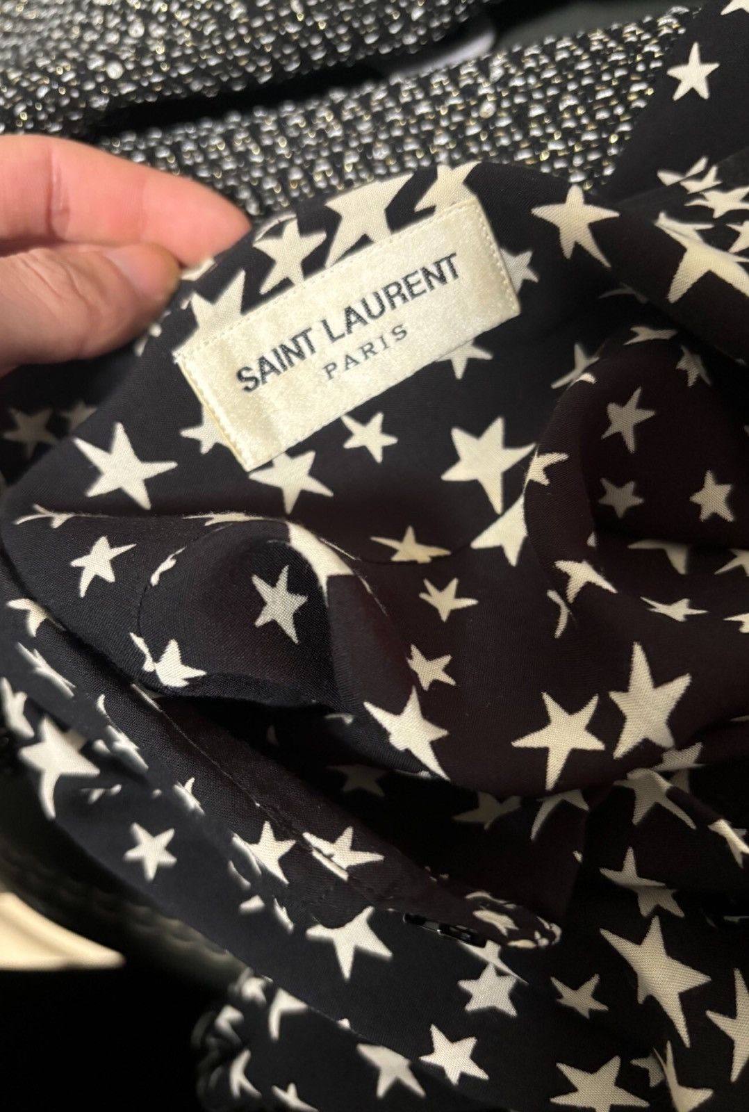 Saint Laurent Paris Saint Laurent SLP 2016FW Black & White Star Shirt Size US L / EU 52-54 / 3 - 4 Thumbnail
