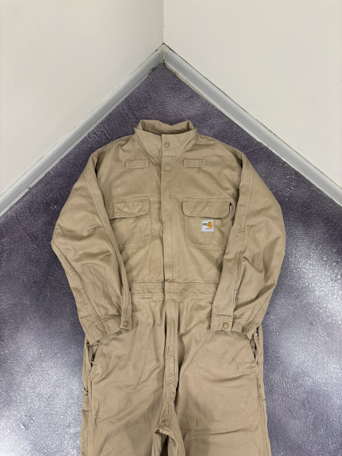 Carhartt Vintage Carhartt Flame Resistant Utility Work Beige Coverall Size US L / EU 52-54 / 3 - 7 Thumbnail