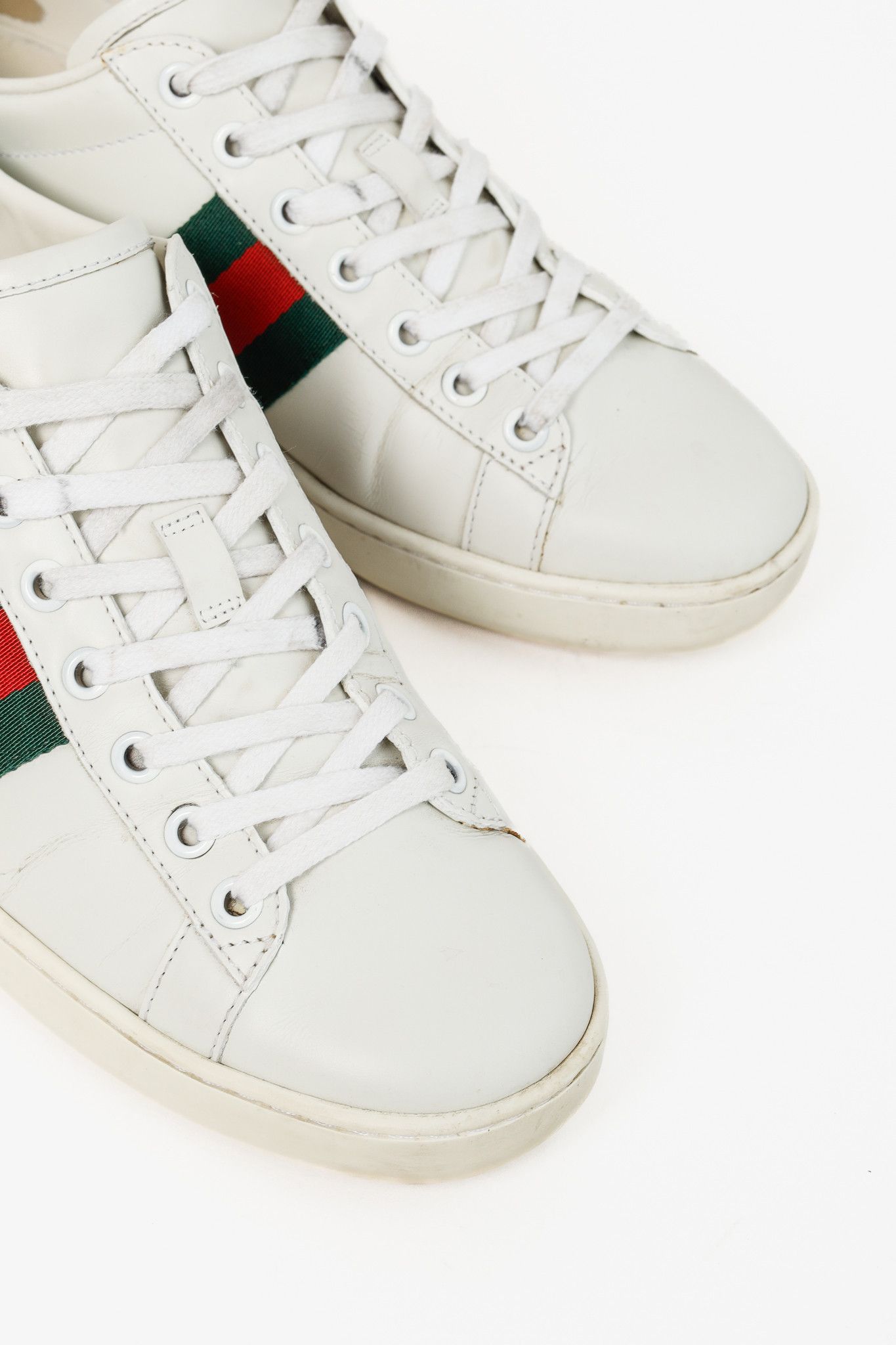 Gucci Gucci Ace Bee Womens White Leather Sneaker Size US 7 / IT 37 - 8 Thumbnail