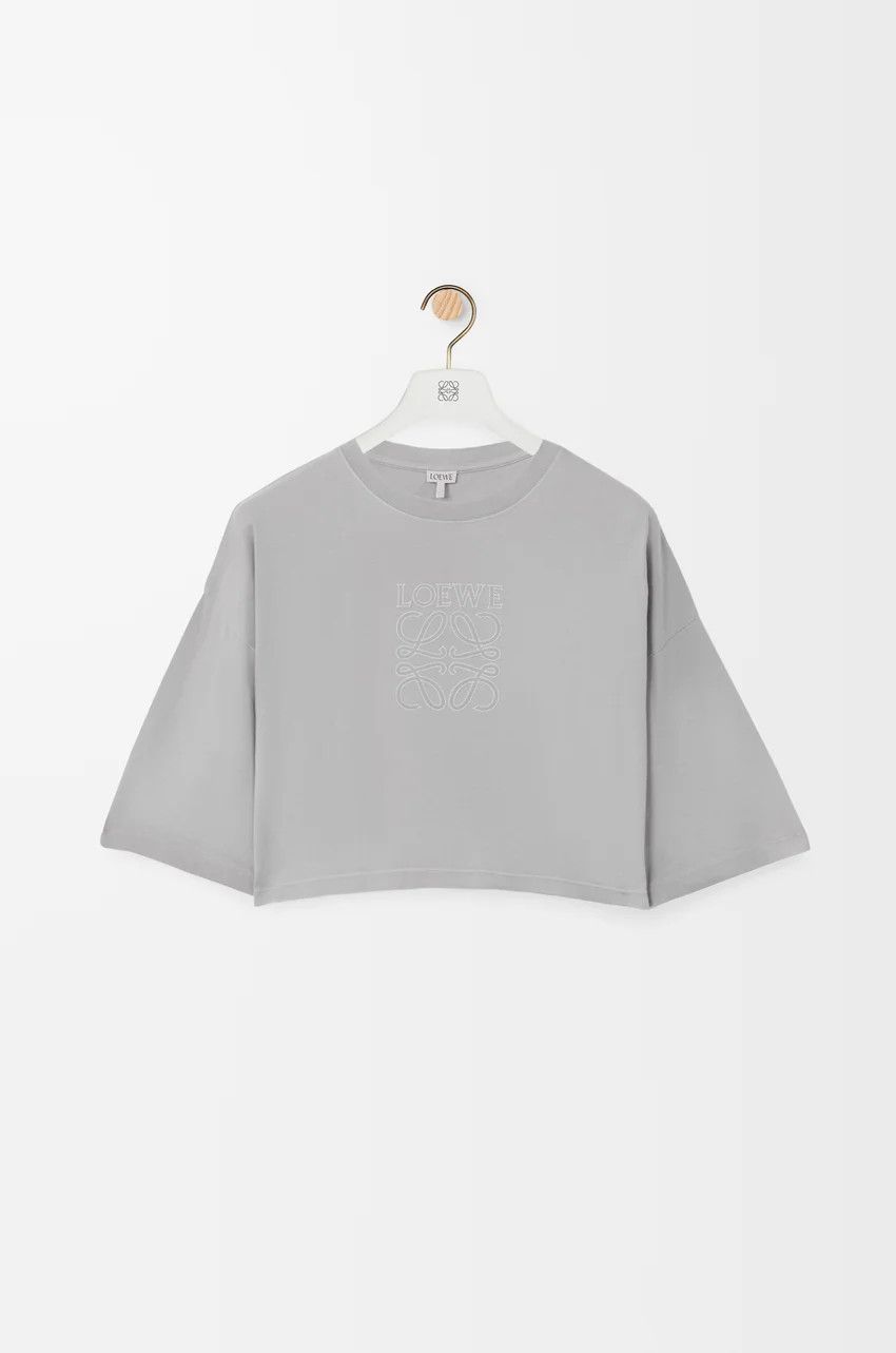 Loewe o1loc1c0525 Cropped T-Shirt In Cotton in Light Grey Size XS / US 0-2 / IT 36-38 - 1 Thumbnail