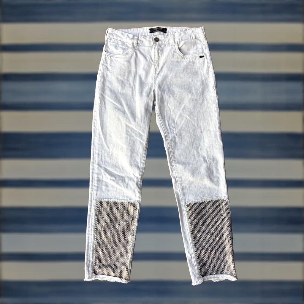 Scotch & Soda Scotch & Soda Vagabond Voyage Petit AMI Slim Boyfriend Jeans Women’s 27 Cream Denim Pockets Logo Embroidered Size 27" / US 4 / IT 40 - 1 Thumbnail