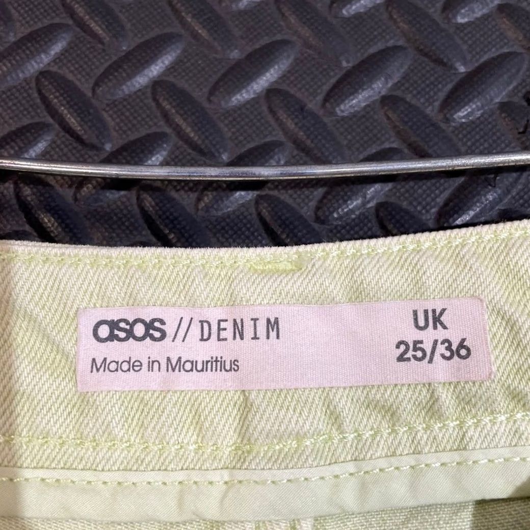 Asos ASOS Denim Light Green Wide Leg Flare High Rise Denim Jeans Women's 25/36 Womens 25 Regular Green Wide Leg Flare Jeans Size 42" / US 20 - 3 Thumbnail