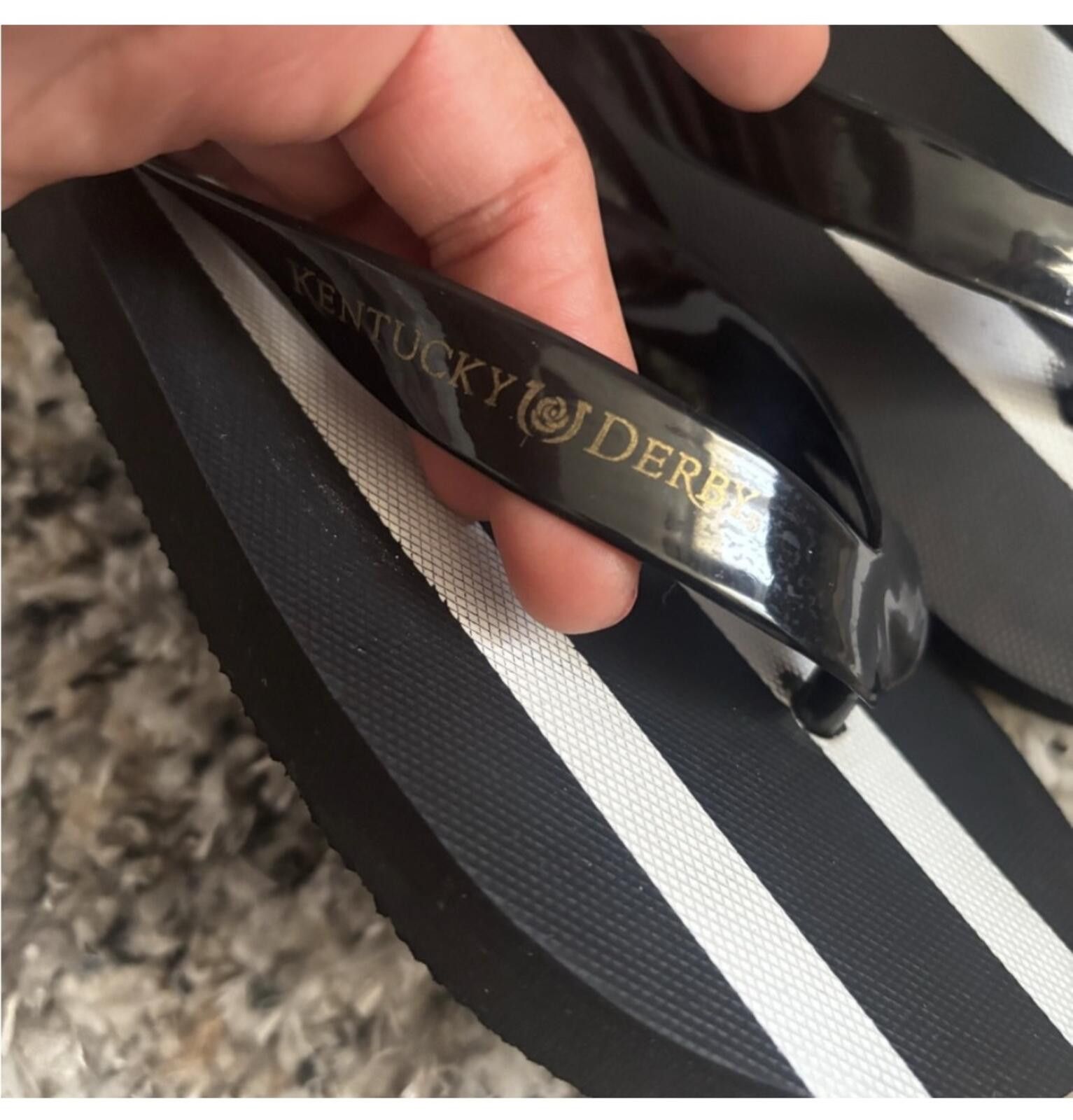 Other (Kentucky Derby) Black and White Striped Flip Flops Size US 8 / IT 38 - 5 Thumbnail