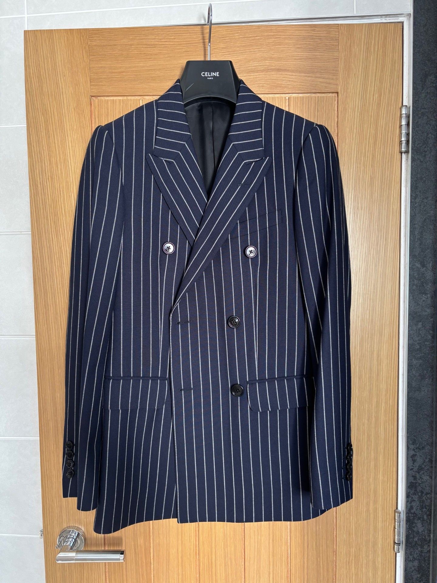 Celine Navy Pinstripe Suit 44/XS- Pinstripe Hedi Slimane Size 44R - 3 Thumbnail