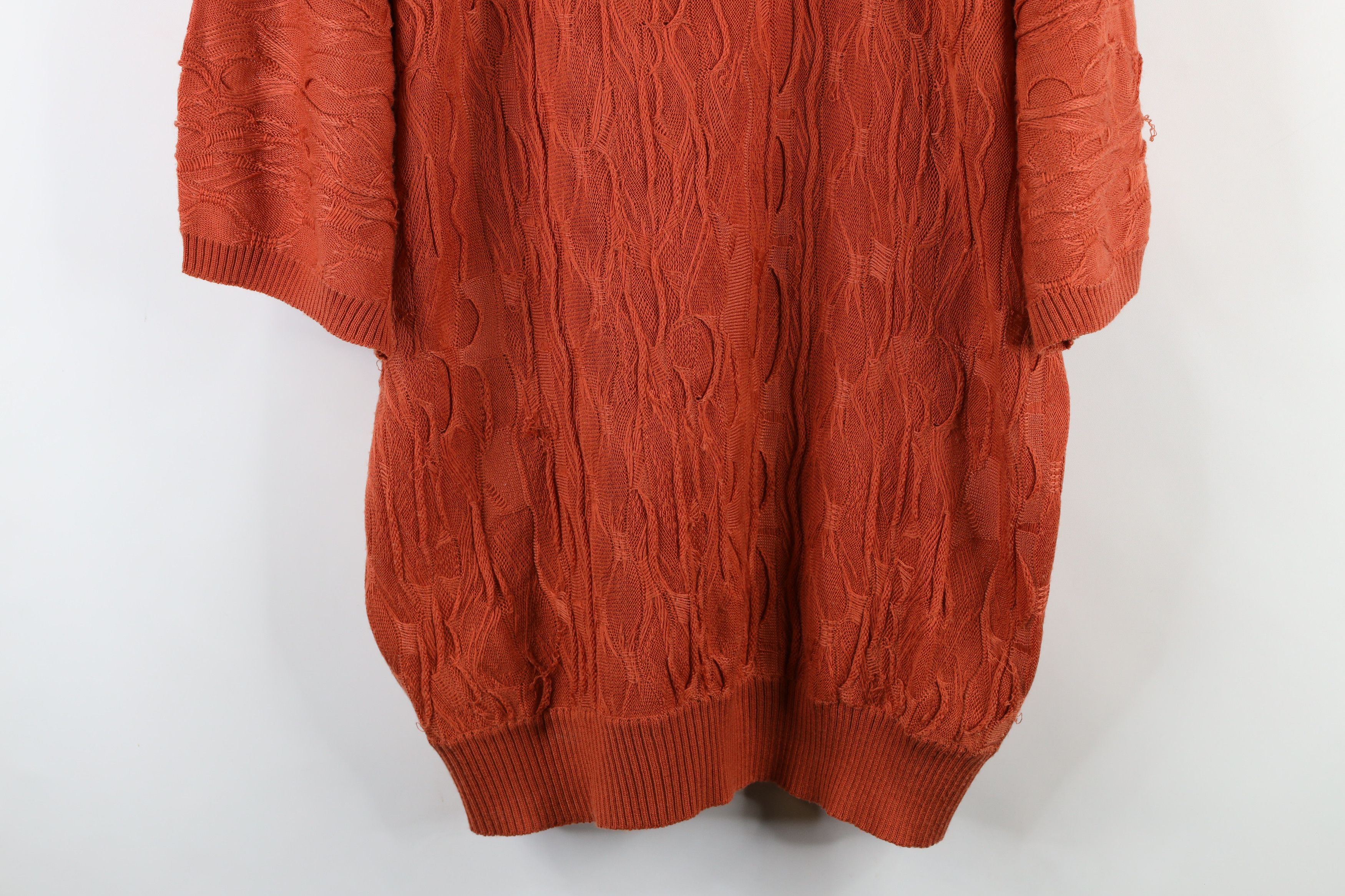 Vintage Vintage 90s Coogi Style Short Sleeve Knit Sweater Orange Size US XL / EU 56 / 4 - 3 Thumbnail