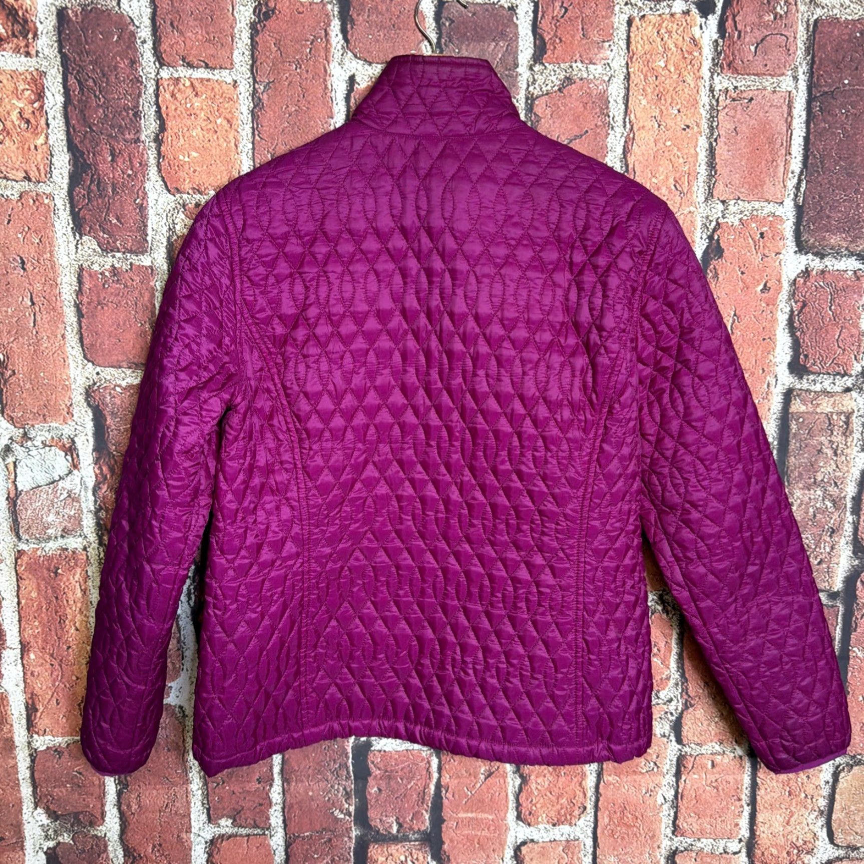 Lands' End Lands' End Jacket Quilted Lightweight Prima Loft Purple S Womens Regular Long Sleeve Zip Coat Winter Fall Mid-Length Size S / US 4 / IT 40 - 3 Thumbnail