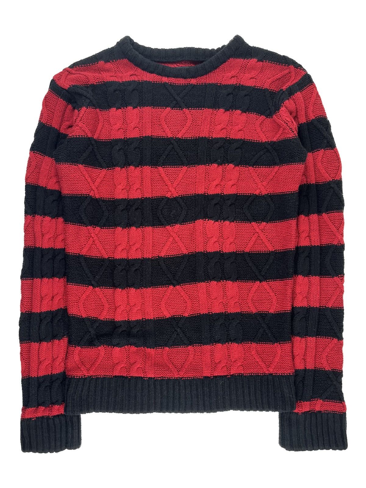 image of Archival Clothing x Number N Ine Number (N)Ine Red Cobain Striped Knit Sweater, Men's (Size Small)