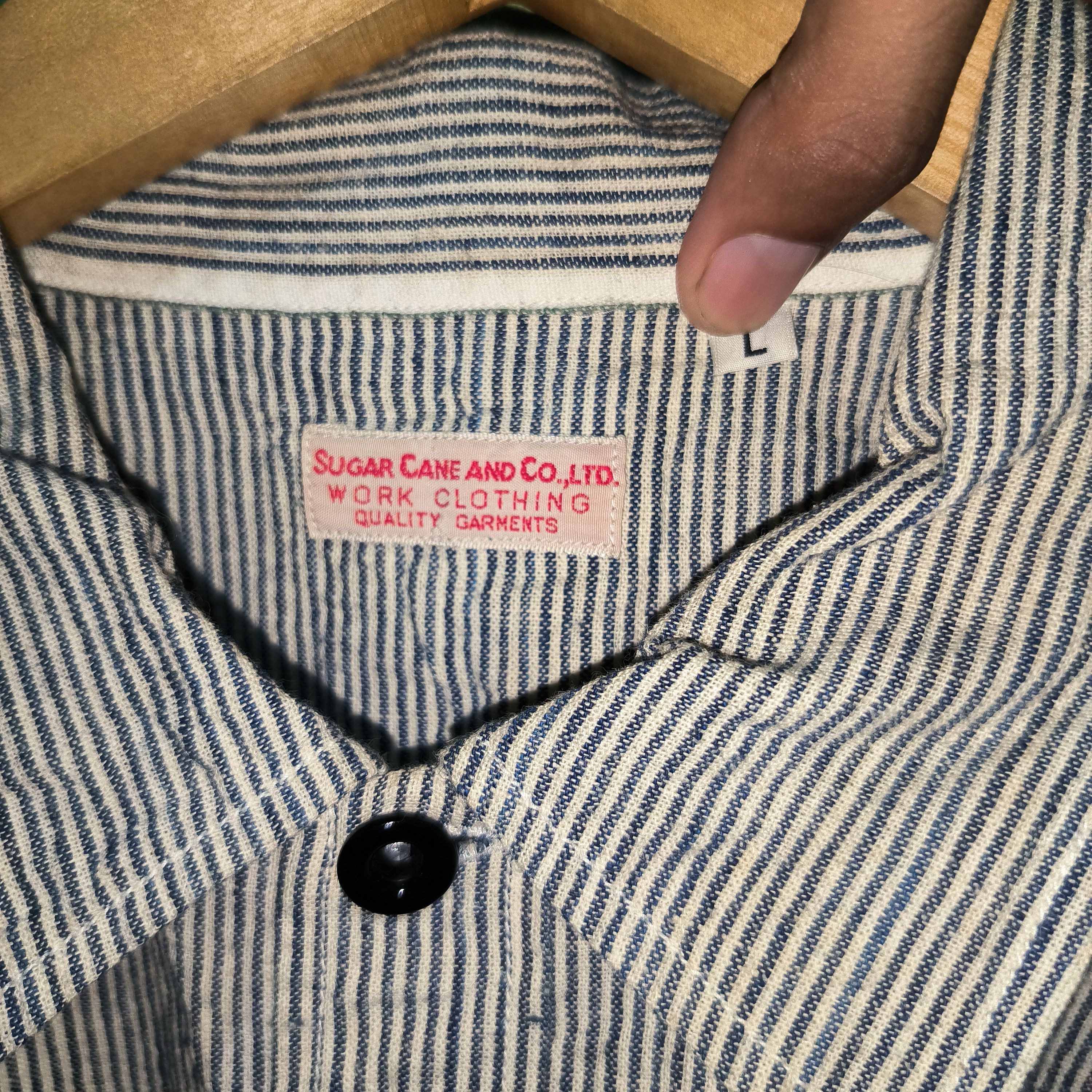 Japanese Brand × Sugar Cane Sugar Cane Hickory Stripe Chambray Overshirt Size US L / EU 52-54 / 3 - 4 Thumbnail
