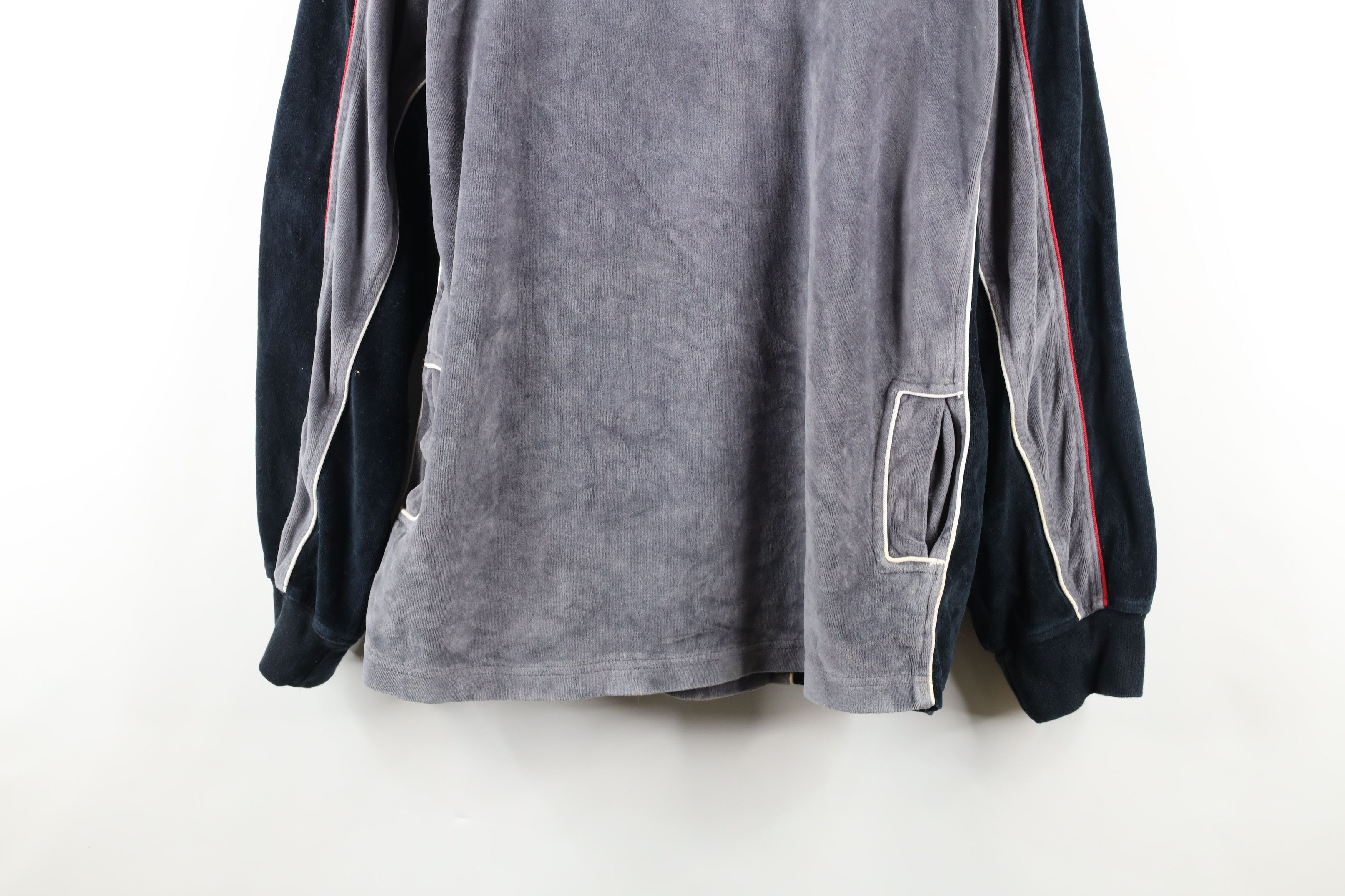 Phat Farm × Vintage Vintage 90s Phat Farm Spell Out Velour Hoodie Sweatshirt Size US L / EU 52-54 / 3 - 3 Thumbnail