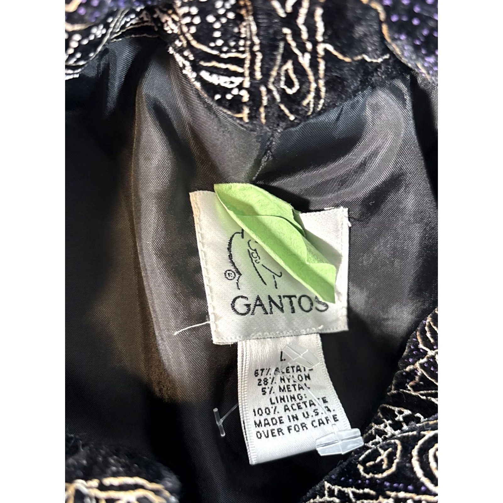 Velvet VINTAGE Gantos Jacket Womens L Black Bomber Velvet Abstract Cosby Psychedelic 90s Size L / US 10 / IT 46 - 4 Thumbnail