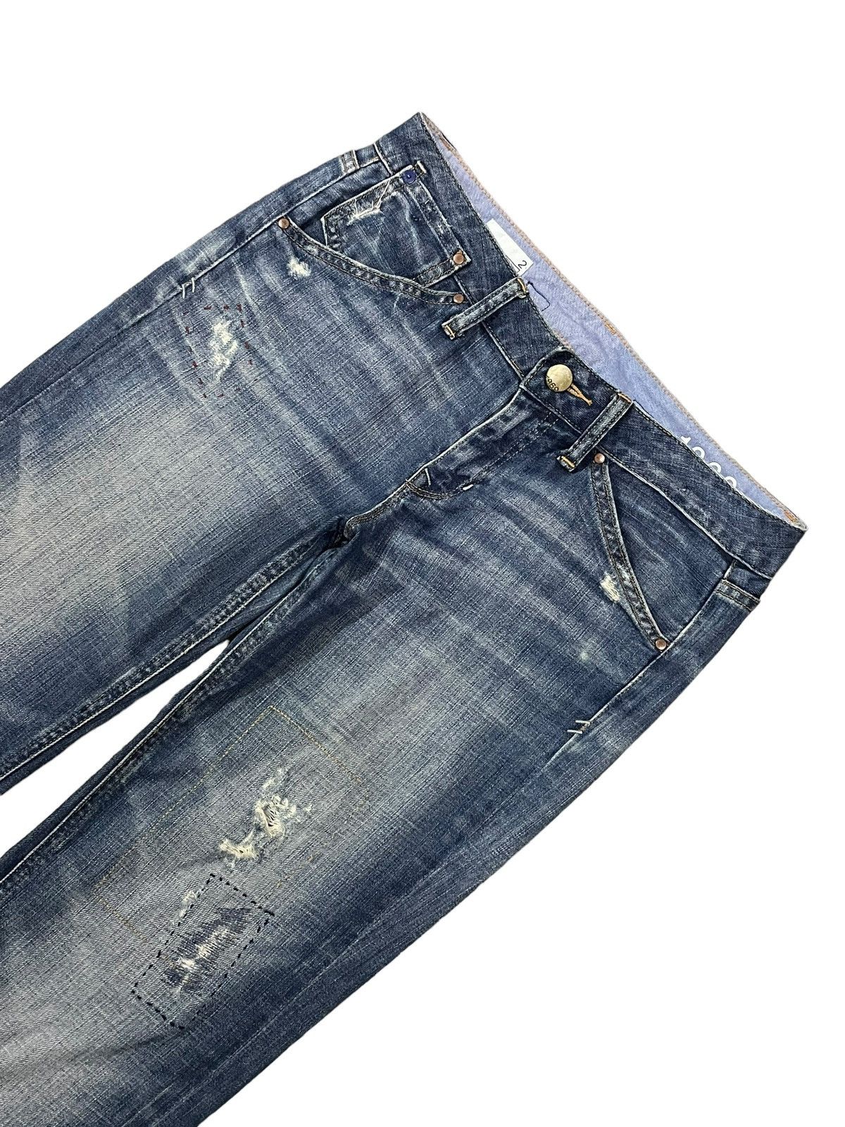 Balenciaga × Gap × Kanye West Vintage Y2K Gap 1960 Easy Straight BlueWash Distressed Jeans Size 31" - 5 Thumbnail