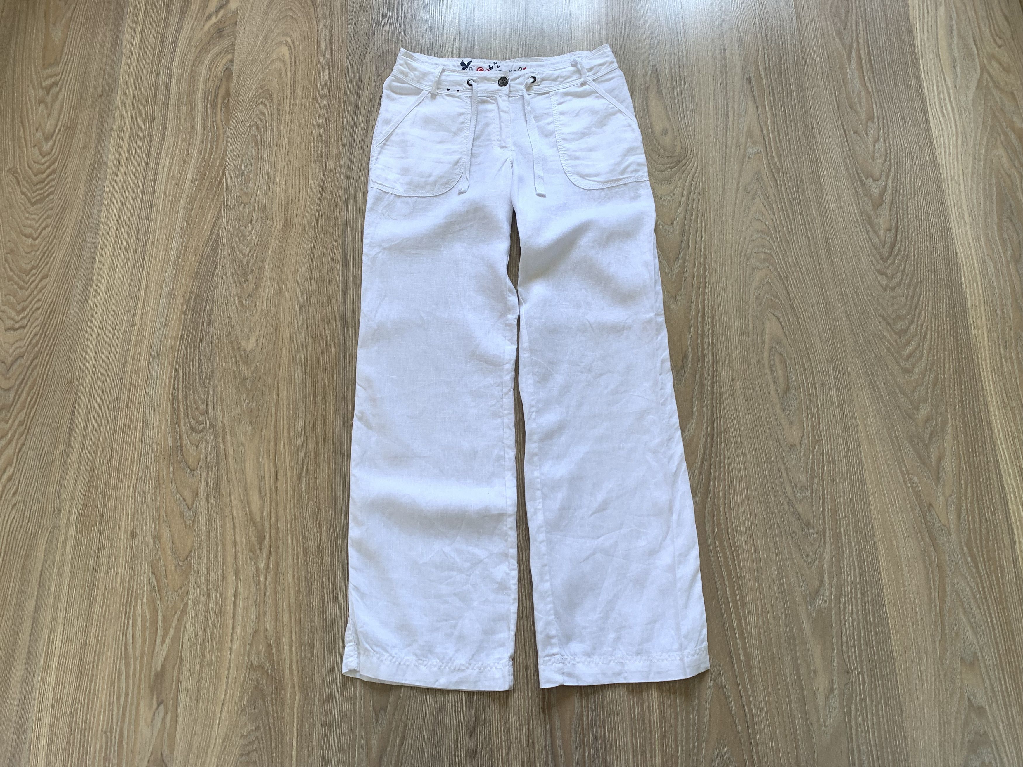 Designer Atmosphere Womens White Linen Pants Bell Bottom Size 28" / US 6 / IT 42 - 9 Thumbnail