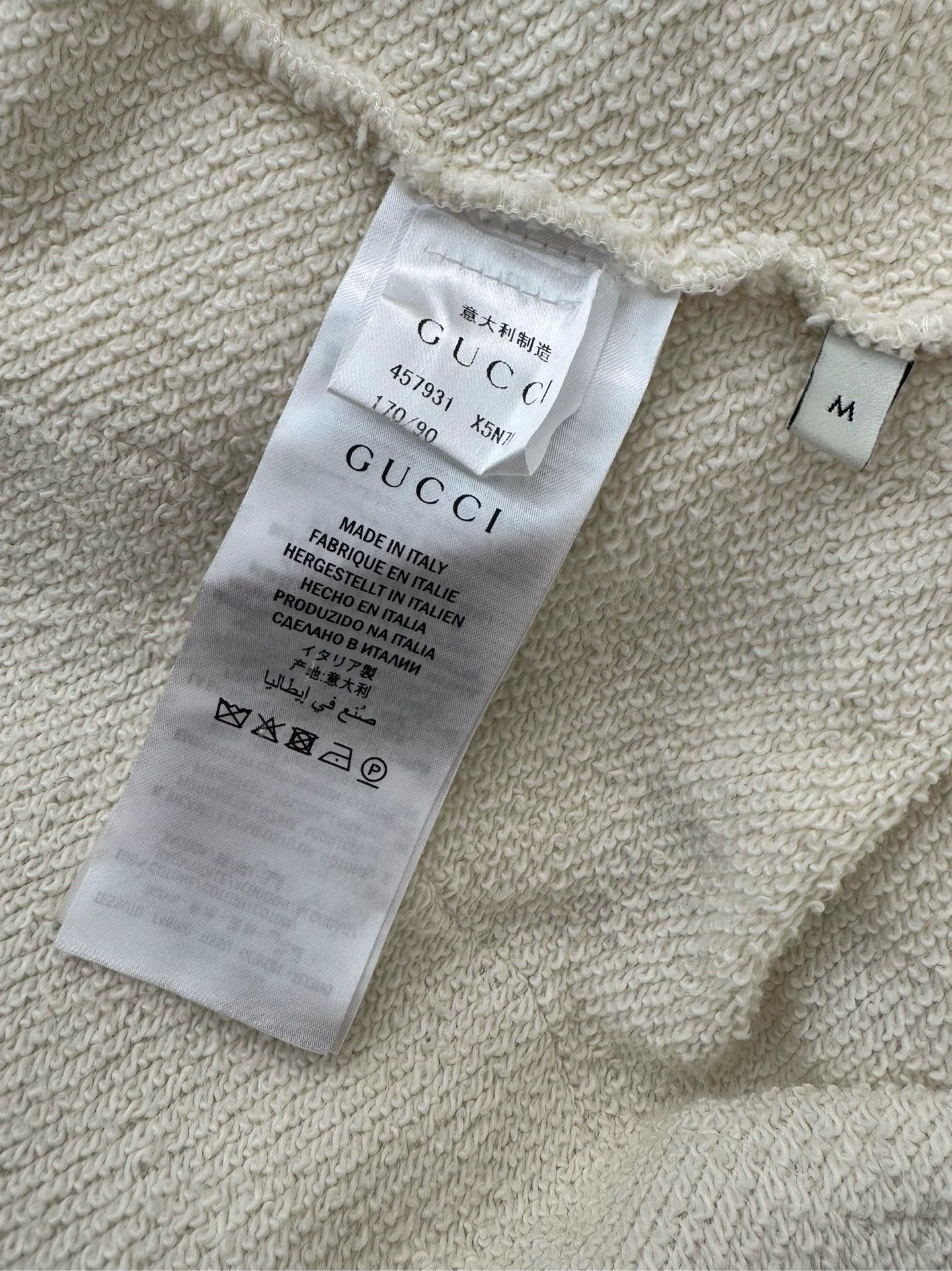 Gucci GUCCI beige unisex hoodie double dog print back distressed Size M / US 6-8 / IT 42-44 - 9 Thumbnail