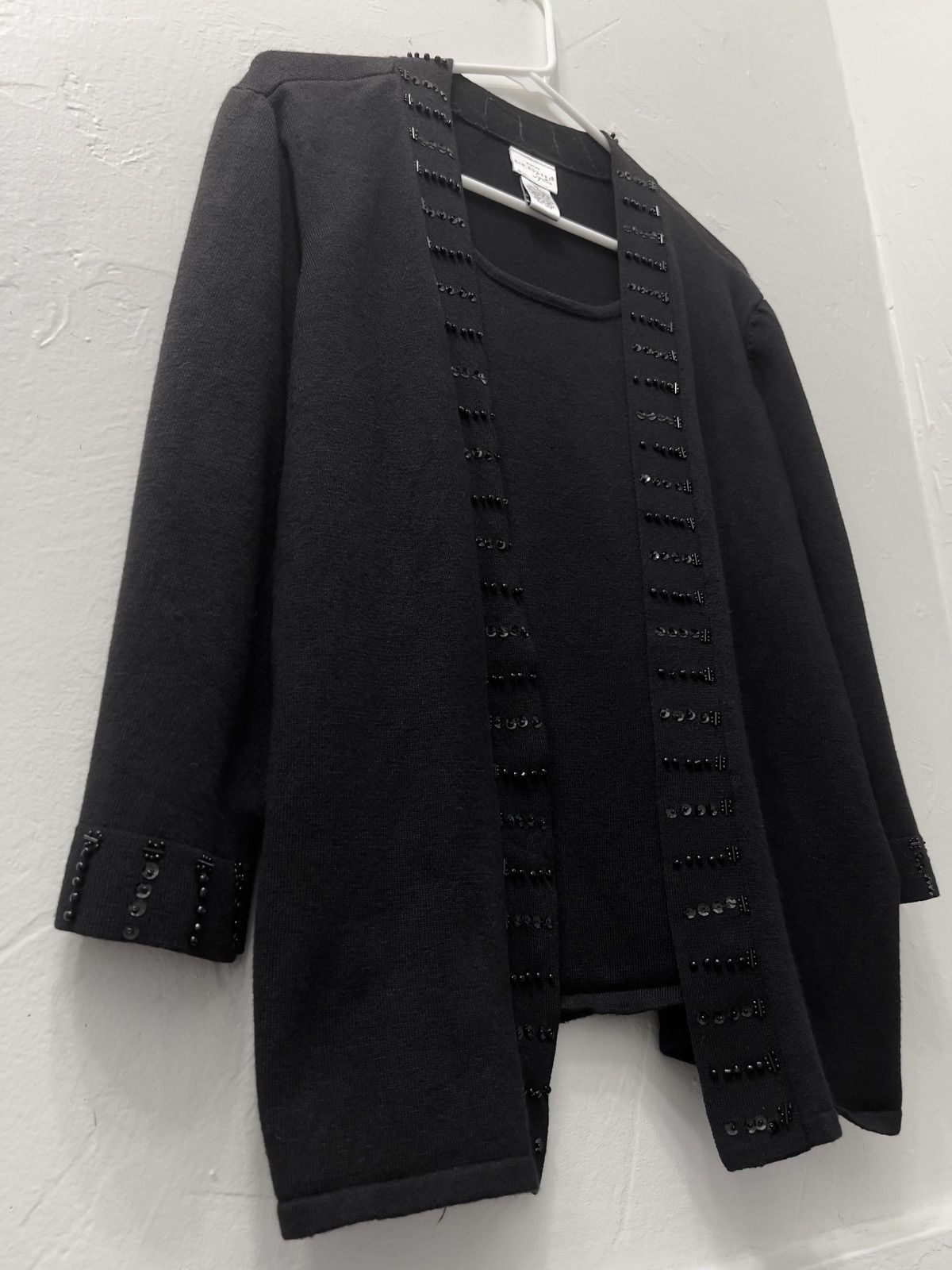 Other 2-in-1 Black Beaded Trim Cardigan w/ Built-in Tank Size XL / US 12-14 / IT 48-50 - 3 Thumbnail