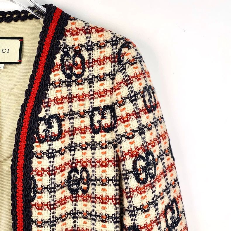 Gucci Gucci Color-blocked logo jacquard wool long-sleeved tweed Size XS / US 0-2 / IT 36-38 - 3 Thumbnail
