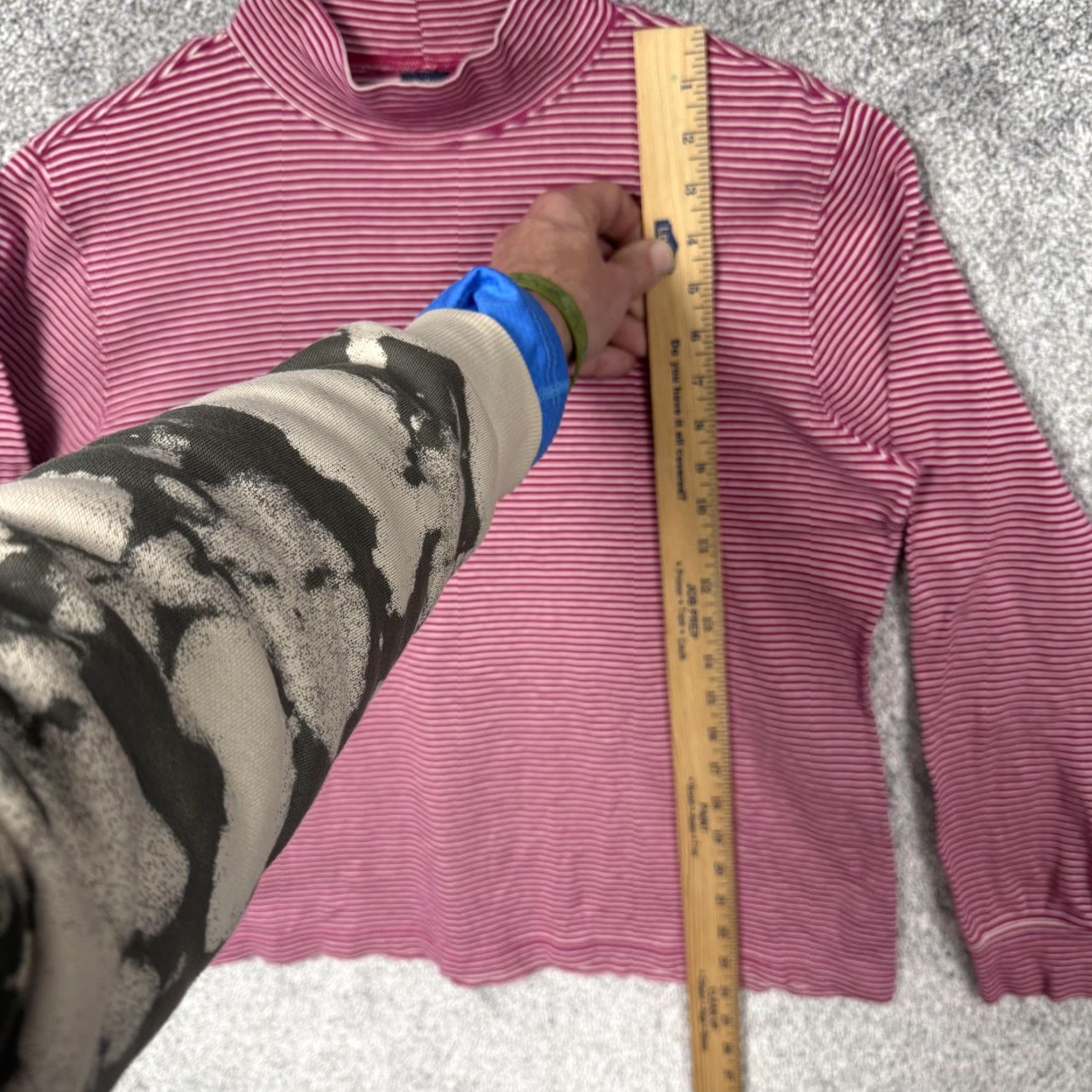 Lands' End VINTAGE Lands' End Top Shirt Women 10-12 Purple Striped Mock Neck 100% Cotton Long Sleeve Basic Simple Layering 90s 00s Mens Womens Girls Size L / US 10 / IT 46 - 2 Thumbnail