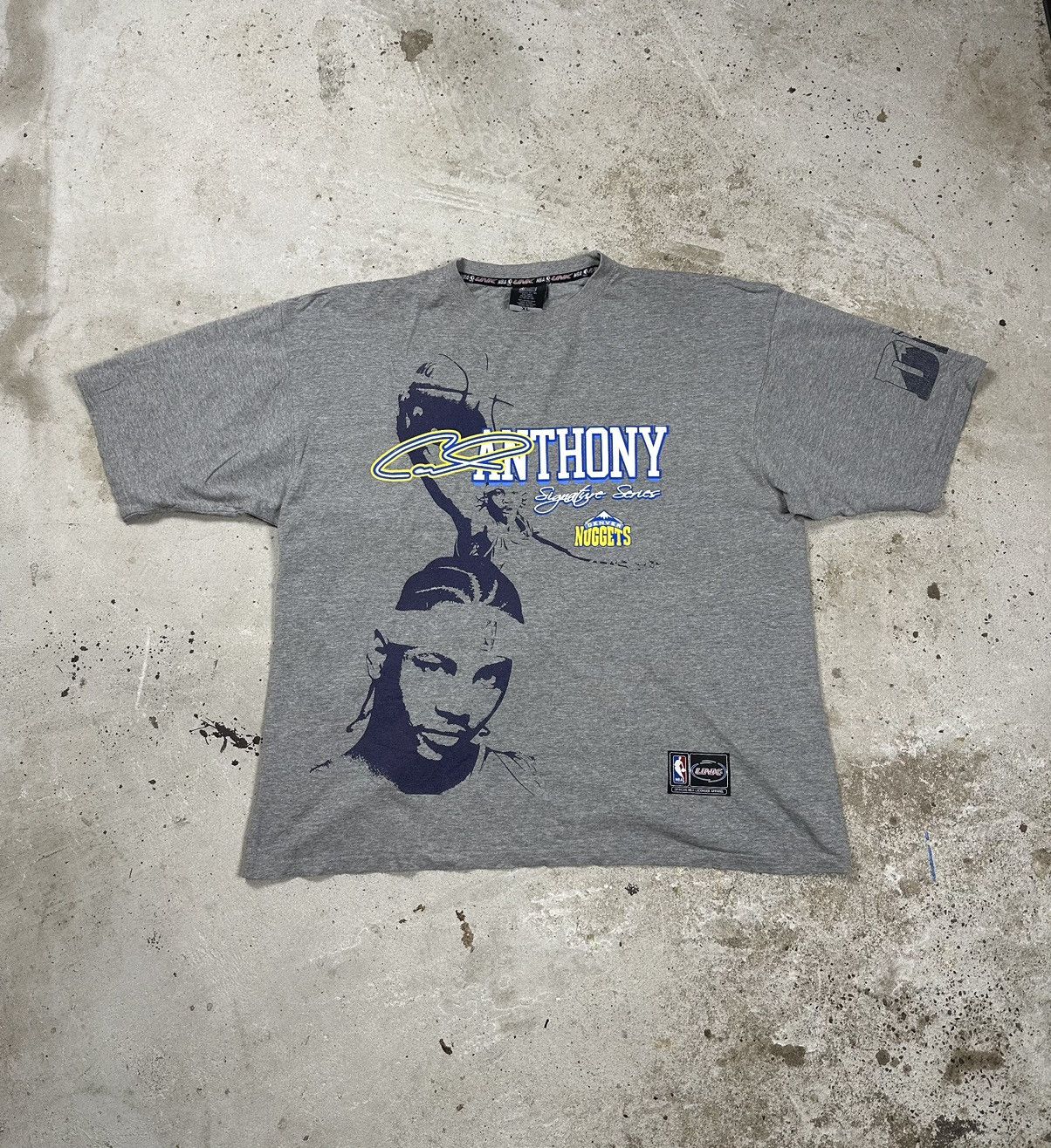 image of Nba Vintage Y2K Carmelo Anthony Denver Nuggets Tee in Grey, Men's (Size XL)