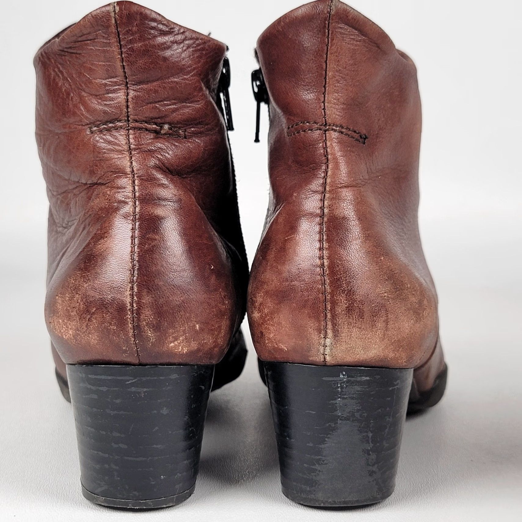 Vintage Wolky Comfort Boots COGNAC Brown LEATHER Jacquerie WOMEN'S Size 39 Boots Ankle Zip Rubber Wedge Round Toe Leather Women Size US 9 / IT 39 - 7 Thumbnail