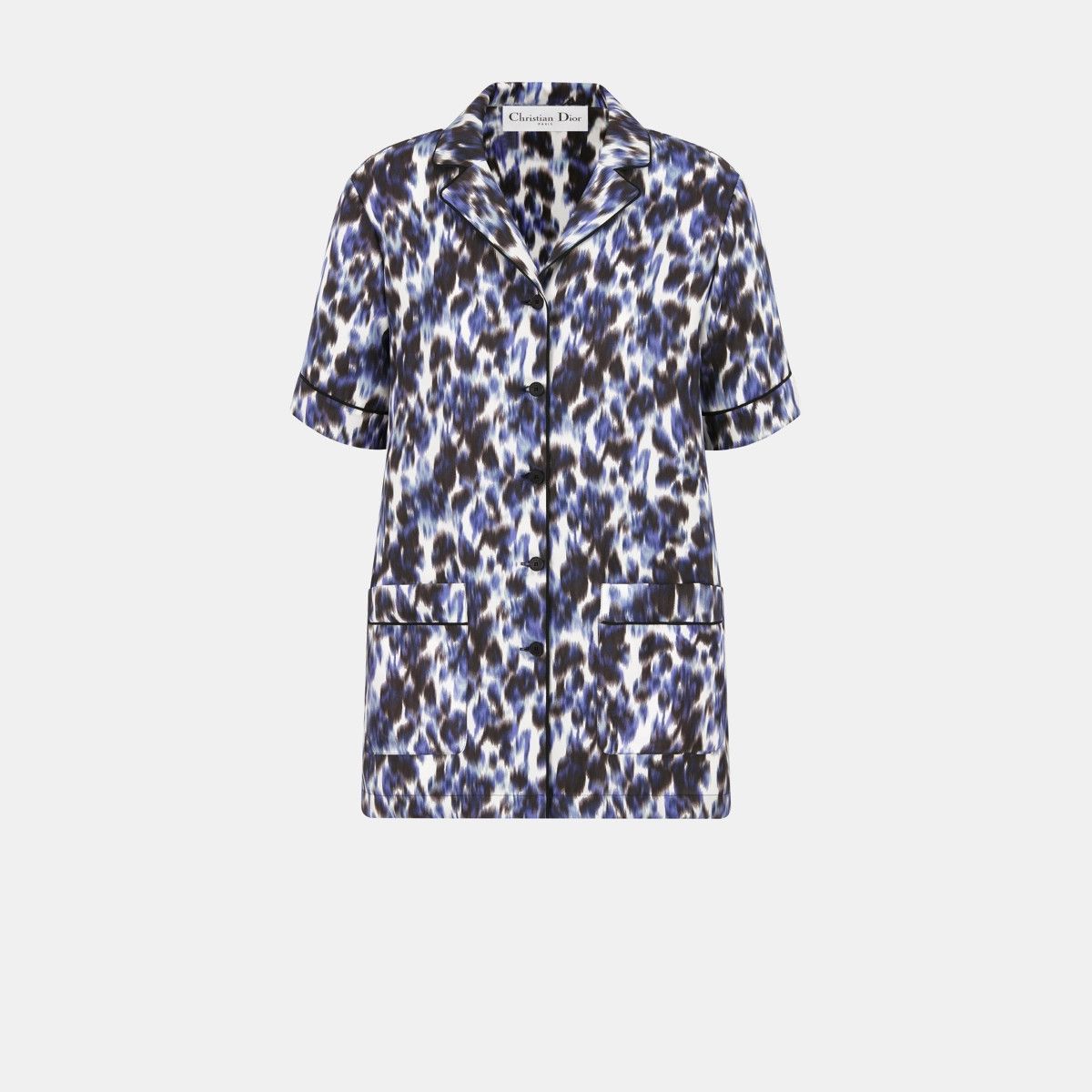 o1bcso1str0225 Short-Sleeved Shirt in Ivory/Deep Blue