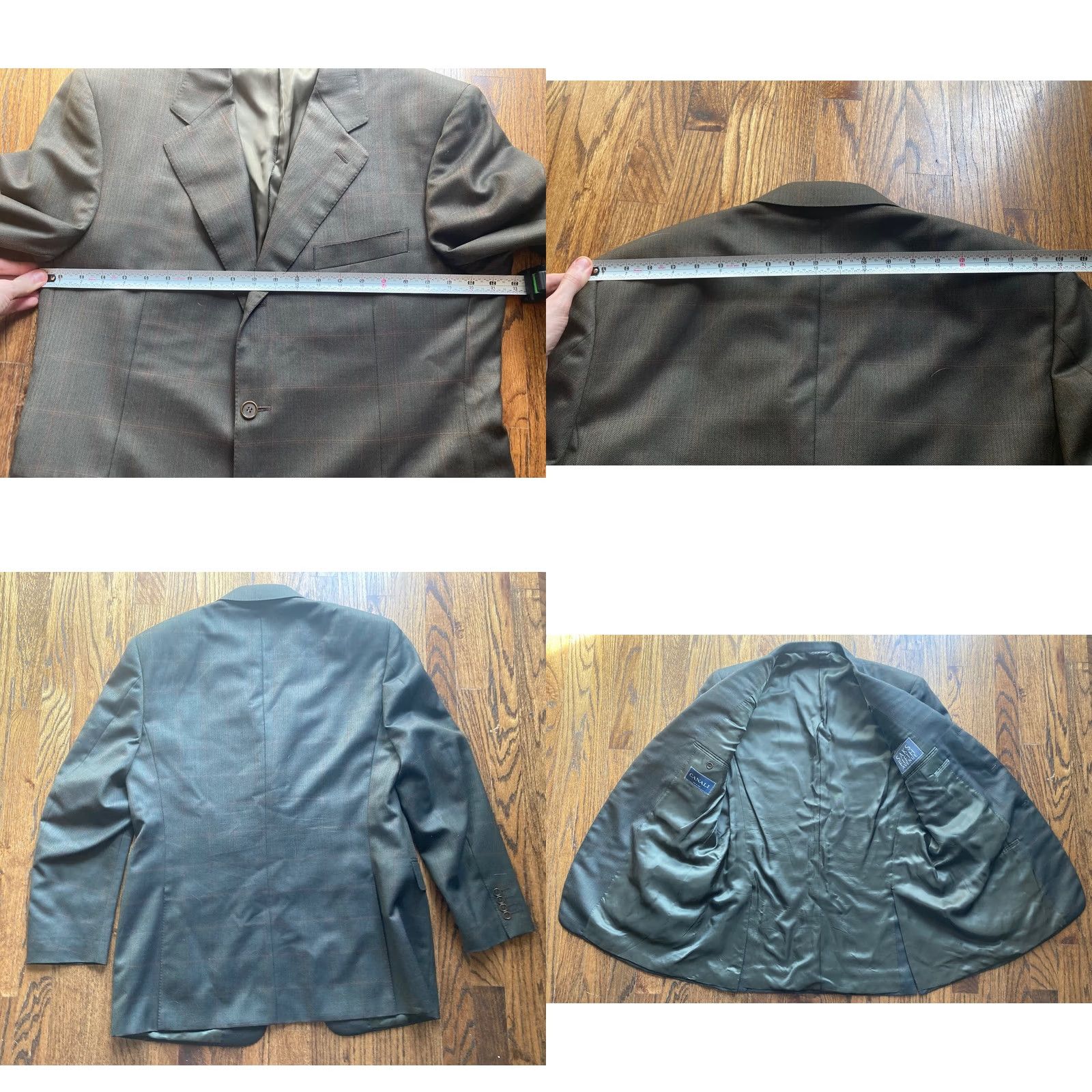 Canali Canali Mens Blazer Sport Coat 42R Dark Brown Wool Windowpane Made In Italy Jacket Size 42R - 8 Thumbnail