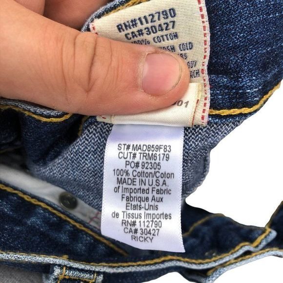 True Religion × Vintage Vintage True Religion Jeans Size 33 'Skull Tab' RICKY Blue Size US 33 - 6 Thumbnail