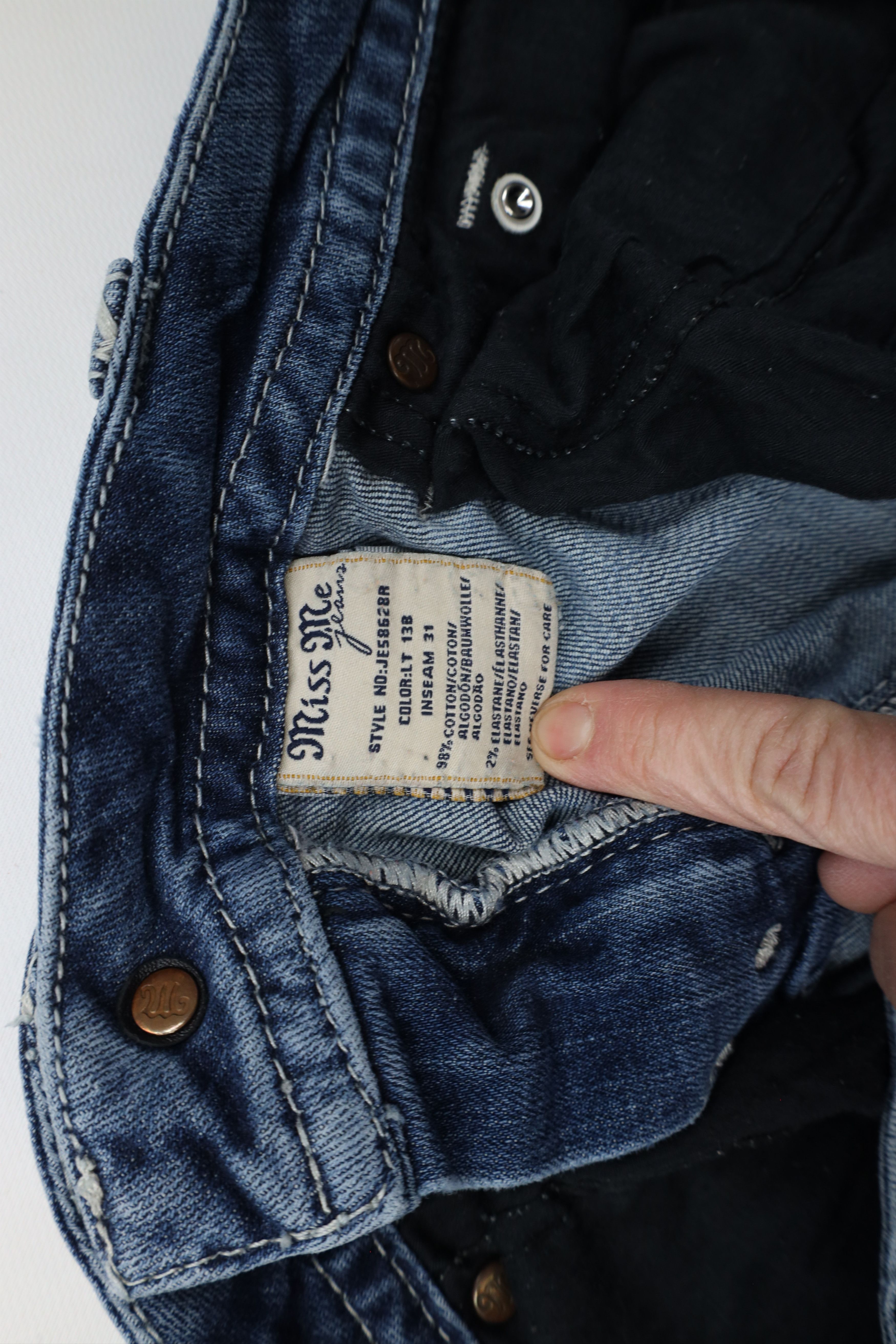 Miss Me × Vintage Miss Me Thick Stitch Flared Bootcut Denim Jeans Blue Size 31" - 11 Thumbnail
