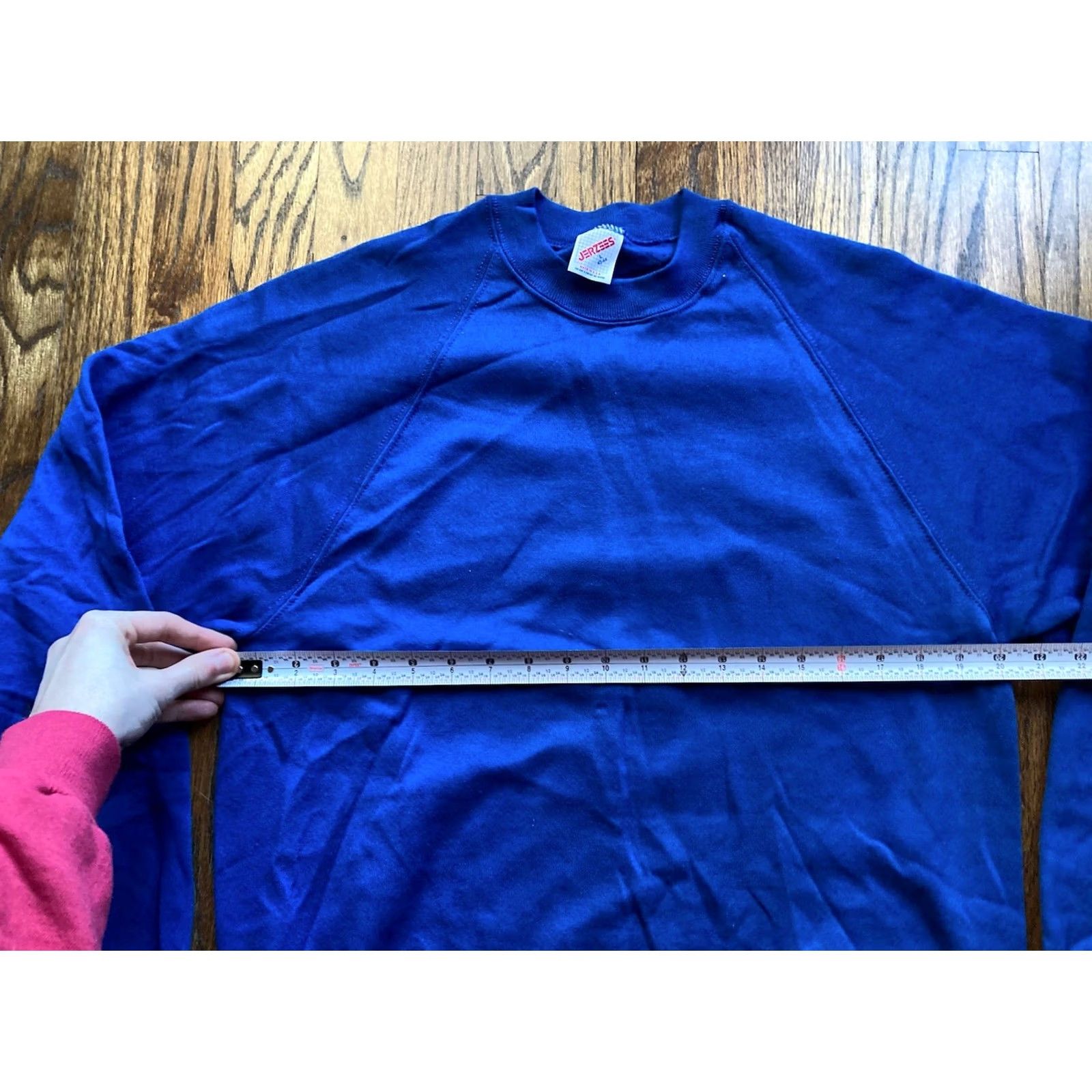 Jerzees VINTAGE JERZEES Raglan Sweatshirt Large Blue Crewneck USA MADE Unisex Adults 90s College Grunge Retro Sports Shirt Size US L / EU 52-54 / 3 - 3 Thumbnail