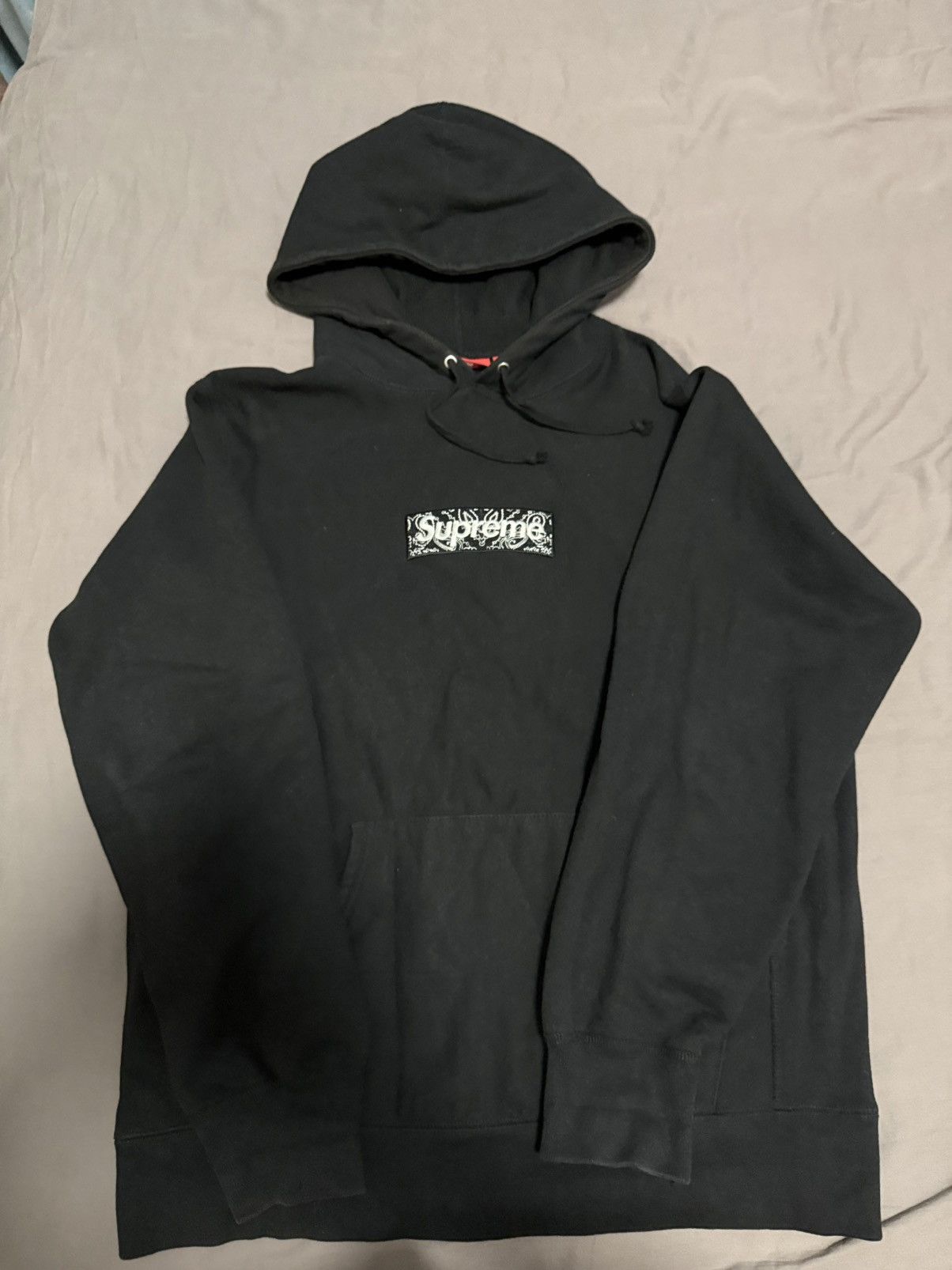 Supreme Supreme black bandana paisley box logo hoodie sweatshirt
