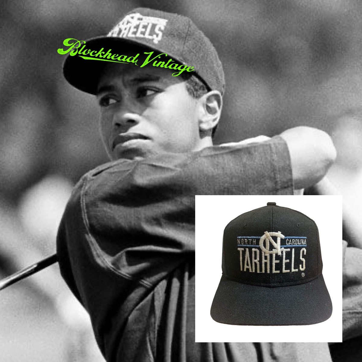 image of Unc Tar Heels Split Bar Youngan Snapback Hat North Carolina in Black, Men's
