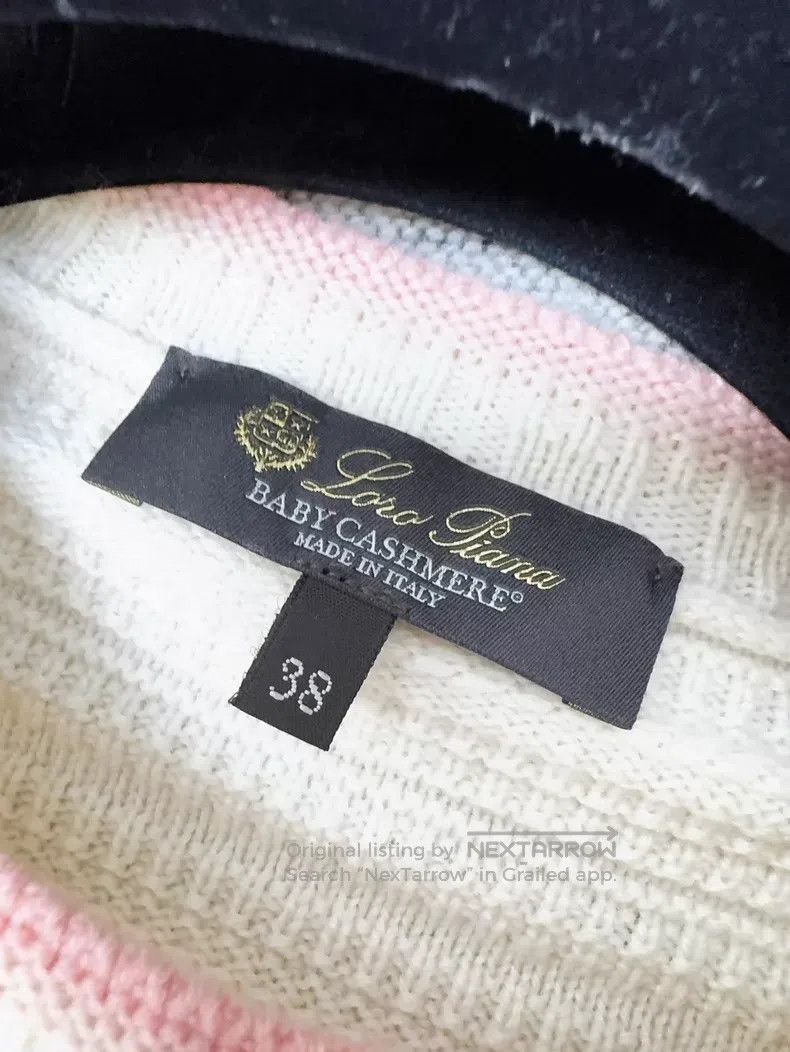 Loro Piana Loro Piana Beige Cashmere Knit Short Sleeve with Pink Edge Size XS / US 0-2 / IT 36-38 - 6 Thumbnail