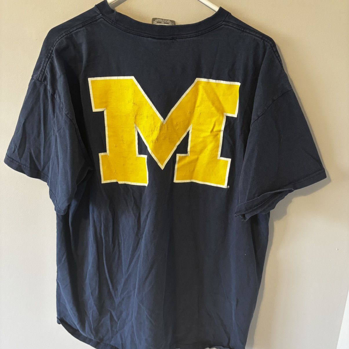 Nike Vintage 2000s Nike Team Center Swoosh Michigan Faded Shirt Size US XL / EU 56 / 4 - 4 Thumbnail