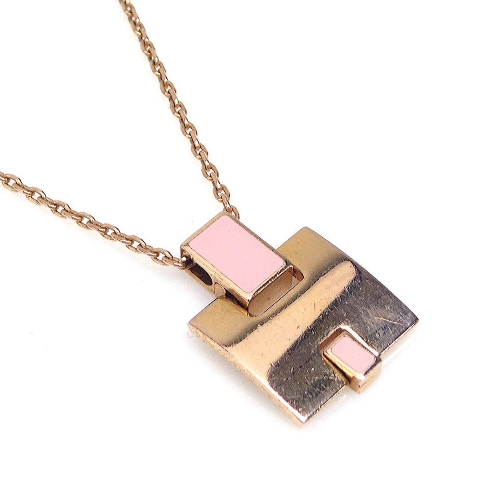 image of Hermes Necklace Irene Metal/enamel Pink Gold/pink Women's