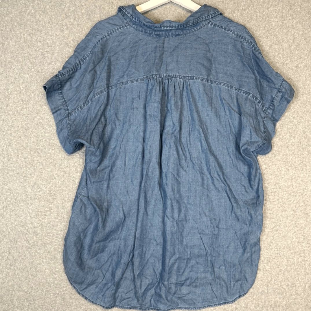 Ellen Tracy VINTAGE Ellen Tracy Blouse Shirt Lyocell Hi Low Short Sleeve Blue Women’s L Size L / US 10 / IT 46 - 7 Thumbnail