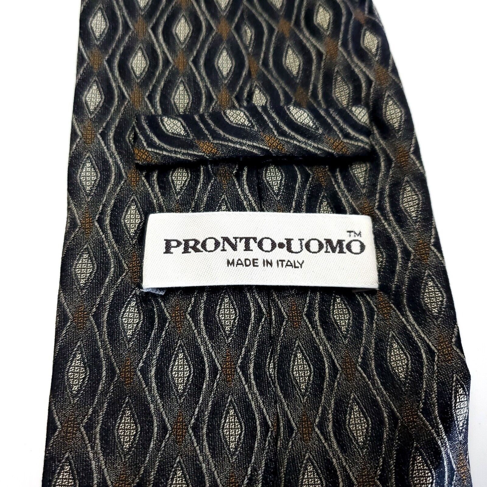 Pronto Uomo Pronto Uomo Green Woven Geometric Abstract Wide Silk Tie Size ONE SIZE - 3 Thumbnail