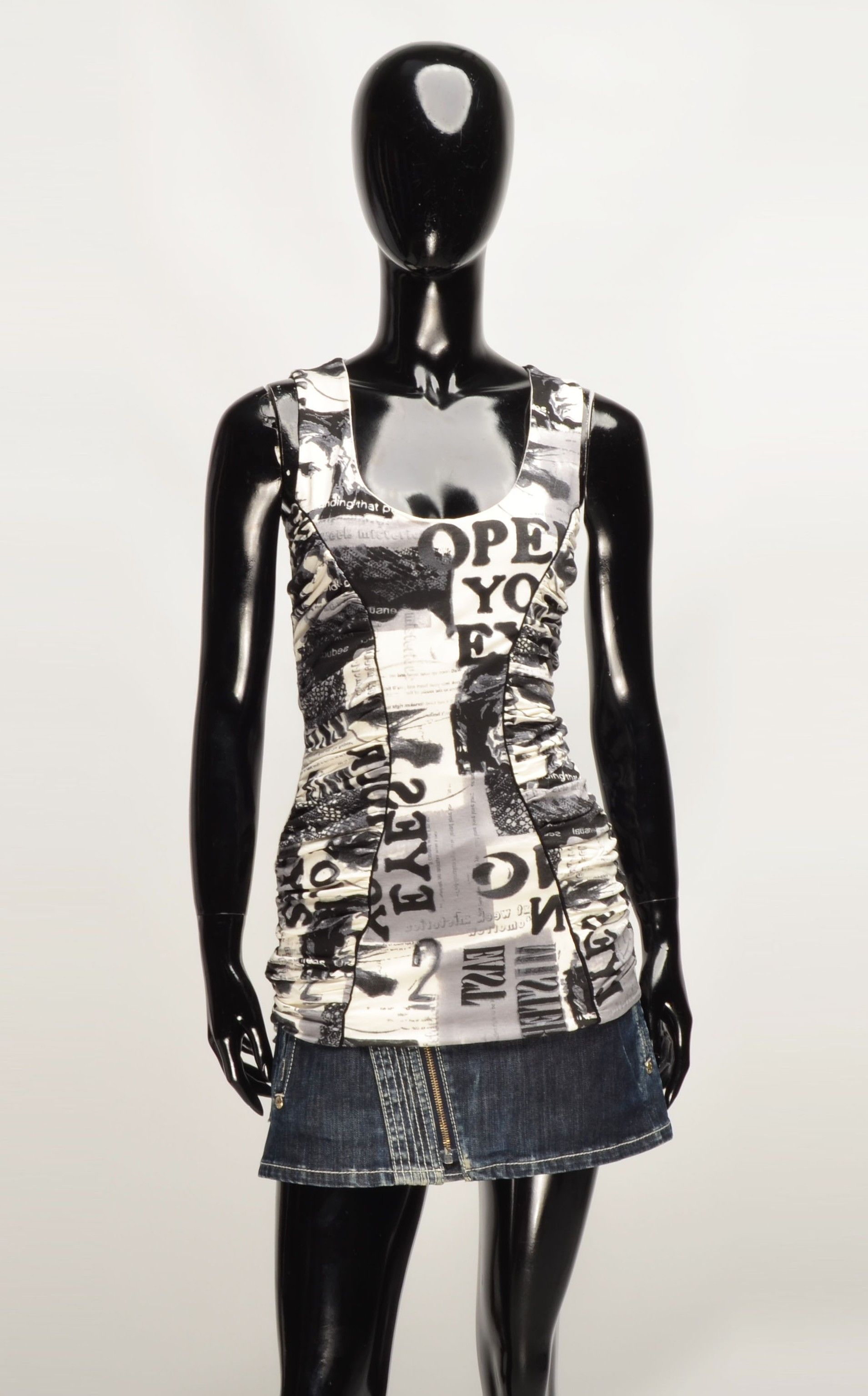 Vintage Vintage Jane Norman Y2K 2000's Gazette Print Coquette Top Size M / US 6-8 / IT 42-44 - 2 Thumbnail