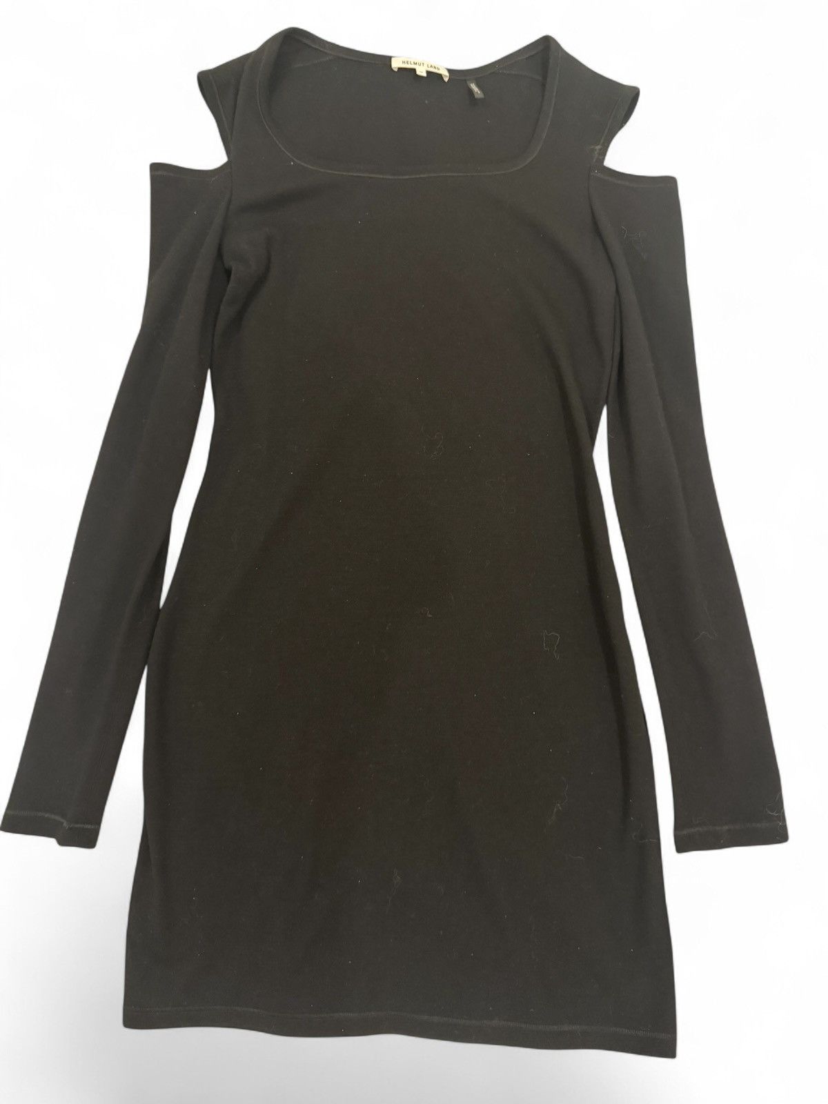 Helmut Lang Helmut Lang Minimal Black Cut-Out Shoulder Dress Wool Blend Size M / US 6-8 / IT 42-44 - 1 Thumbnail
