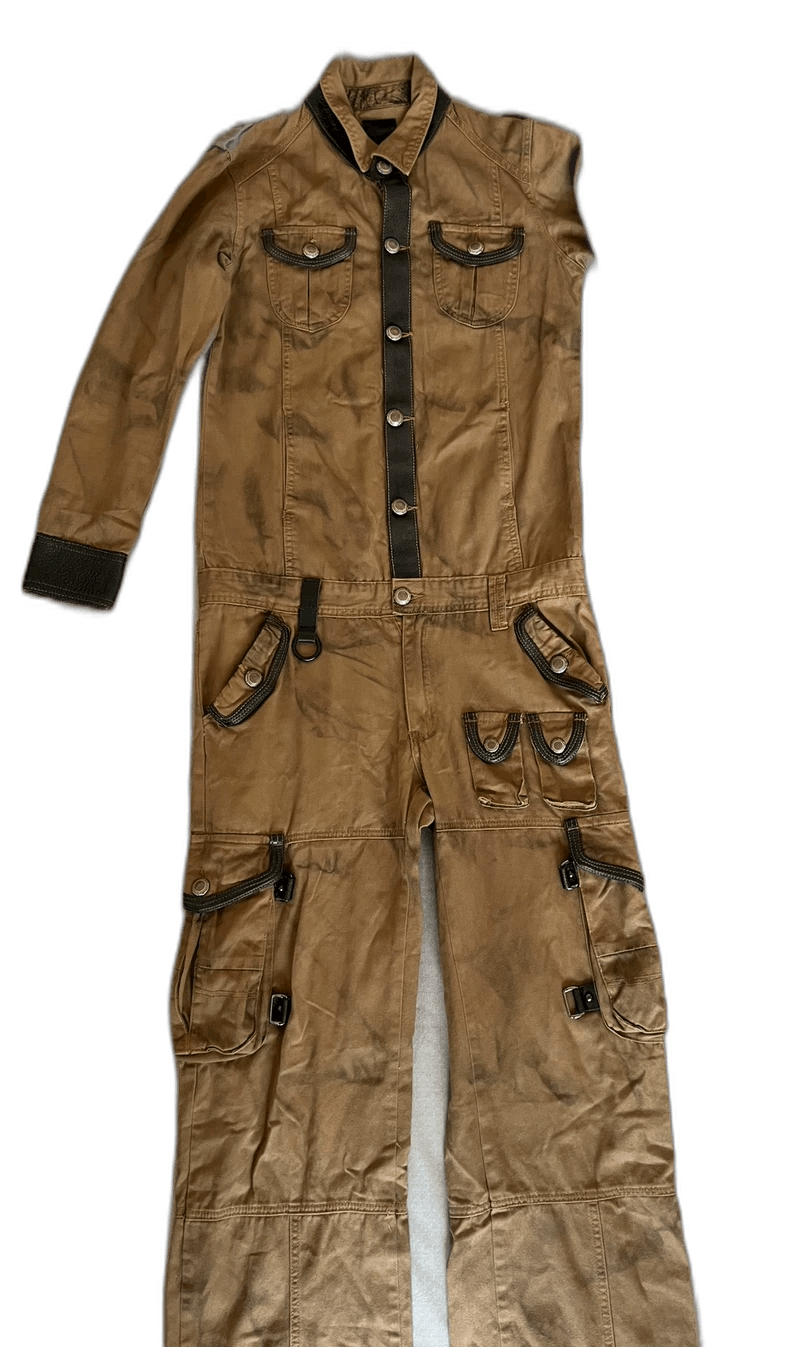 Vintage Utility Jumpsuit with Pockets-2506