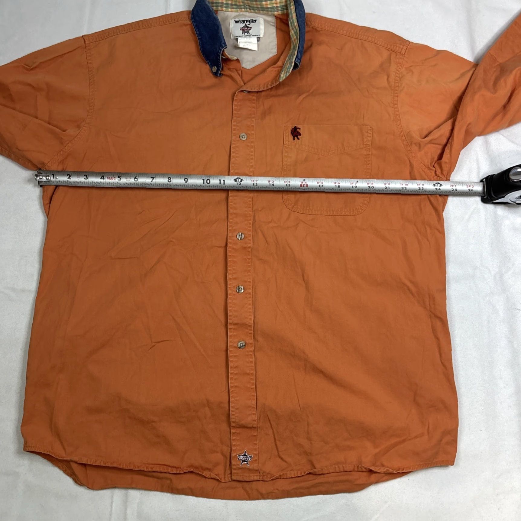 Wrangler Wrangler Button Up Long Sleeve PBR Bull Riding Men Large Salmon Mens Size US L / EU 52-54 / 3 - 6 Thumbnail