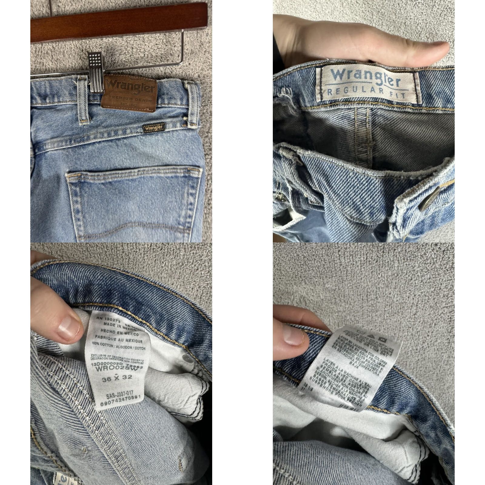 Wrangler Wrangler Jeans Mens 36x32 Blue Regular Fit Denim Straight Leg Jeans High Rise but not included? Size US 36 / EU 52 - 9 Thumbnail